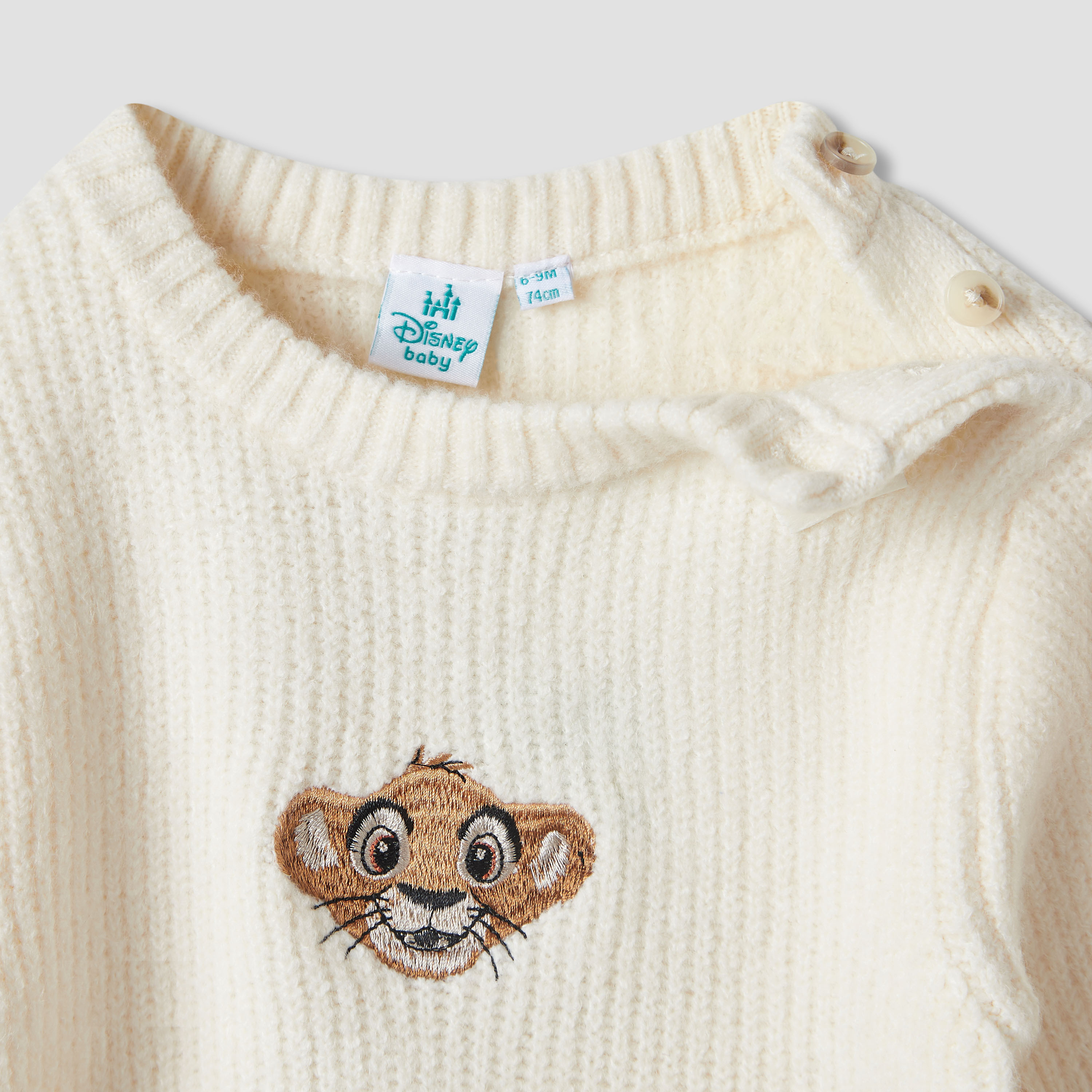 Disney Simba Embroidered Pullover with Long Sleeves-baby-boys-clothing-jumpersandcardigans-image-3