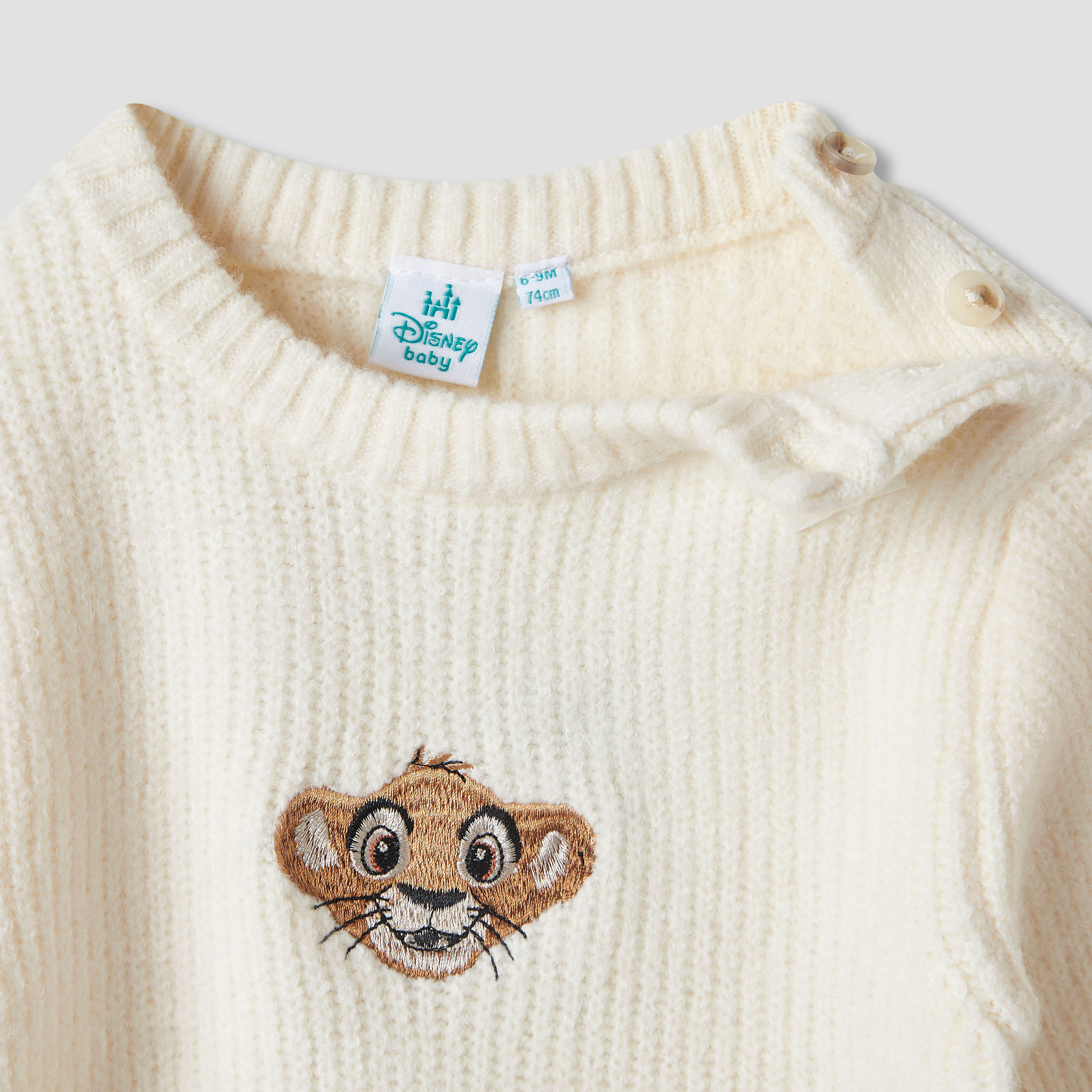 Disney Simba Embroidered Pullover with Long Sleeves-baby-boys-clothing-jumpersandcardigans-image-4