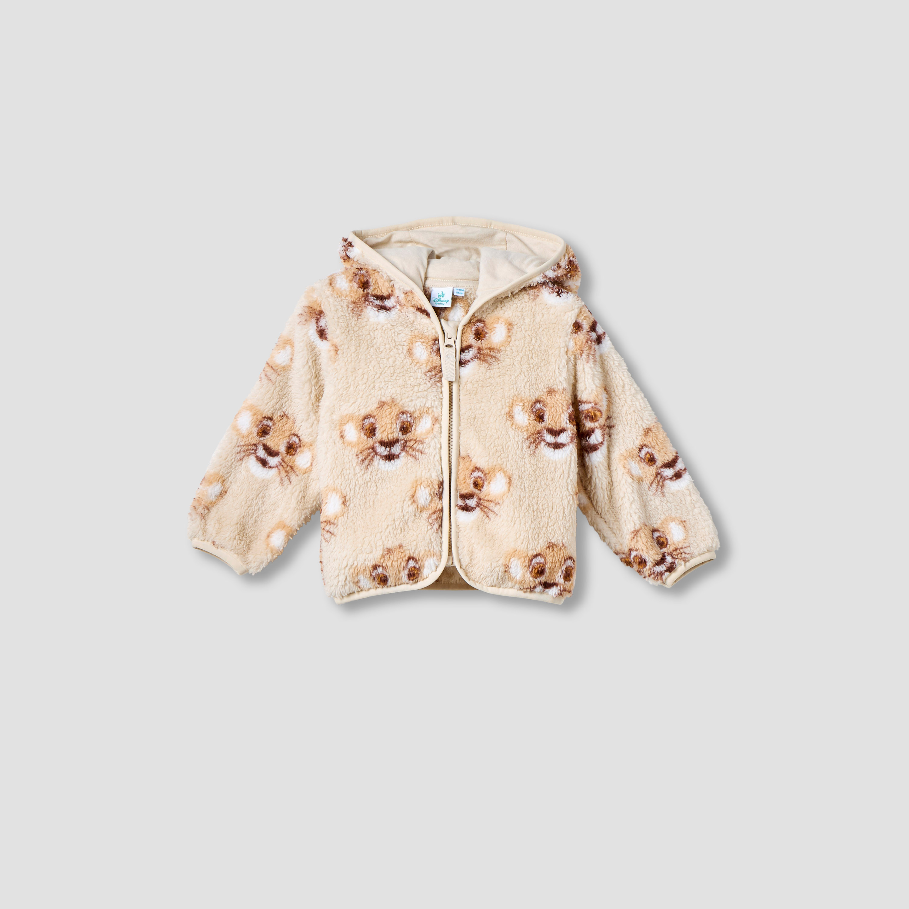 Disney Simba Print Zip Through Hooded Jacket with Long Sleeves-baby-boys-clothing-jacketsandblazers-image-1