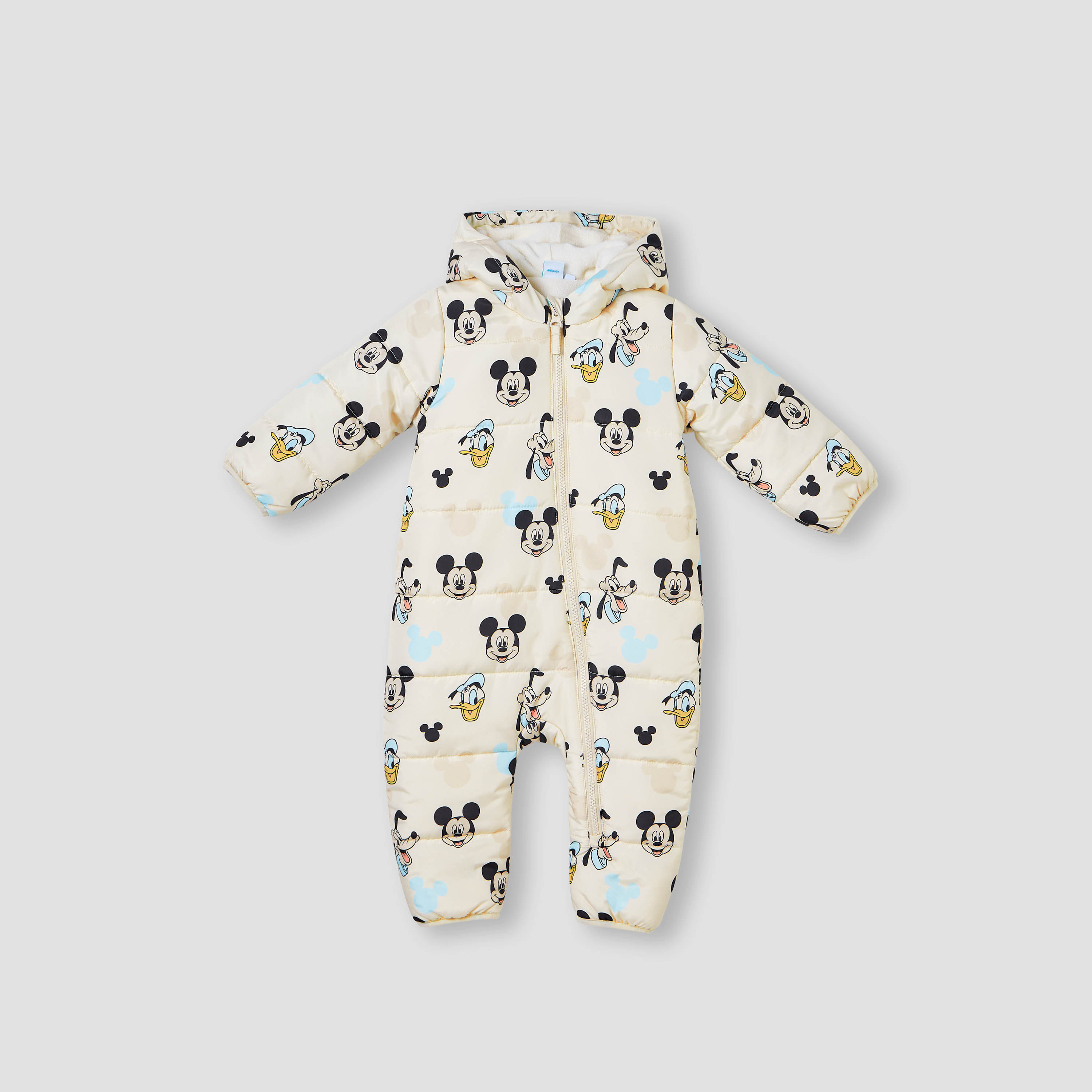 Disney Mickey and Friends Print Hooded Coverall with Long Sleeves and Zip Closure-baby-boys-clothing-nightwear-sleepsuits-image-1