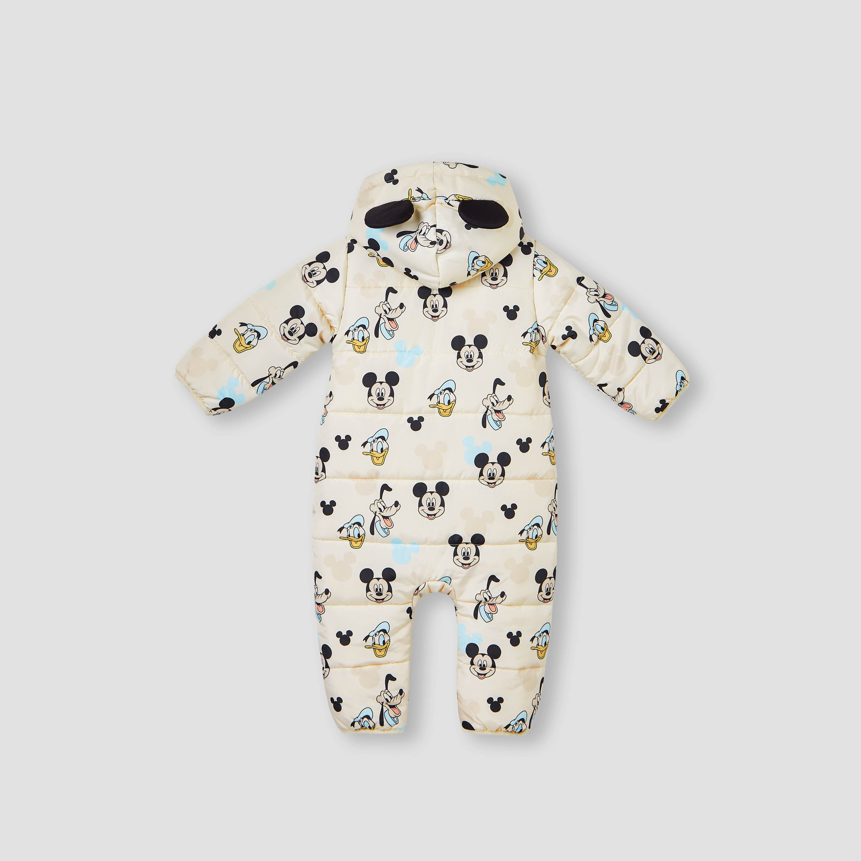Disney Mickey and Friends Print Hooded Coverall with Long Sleeves and Zip Closure-baby-boys-clothing-nightwear-sleepsuits-image-2