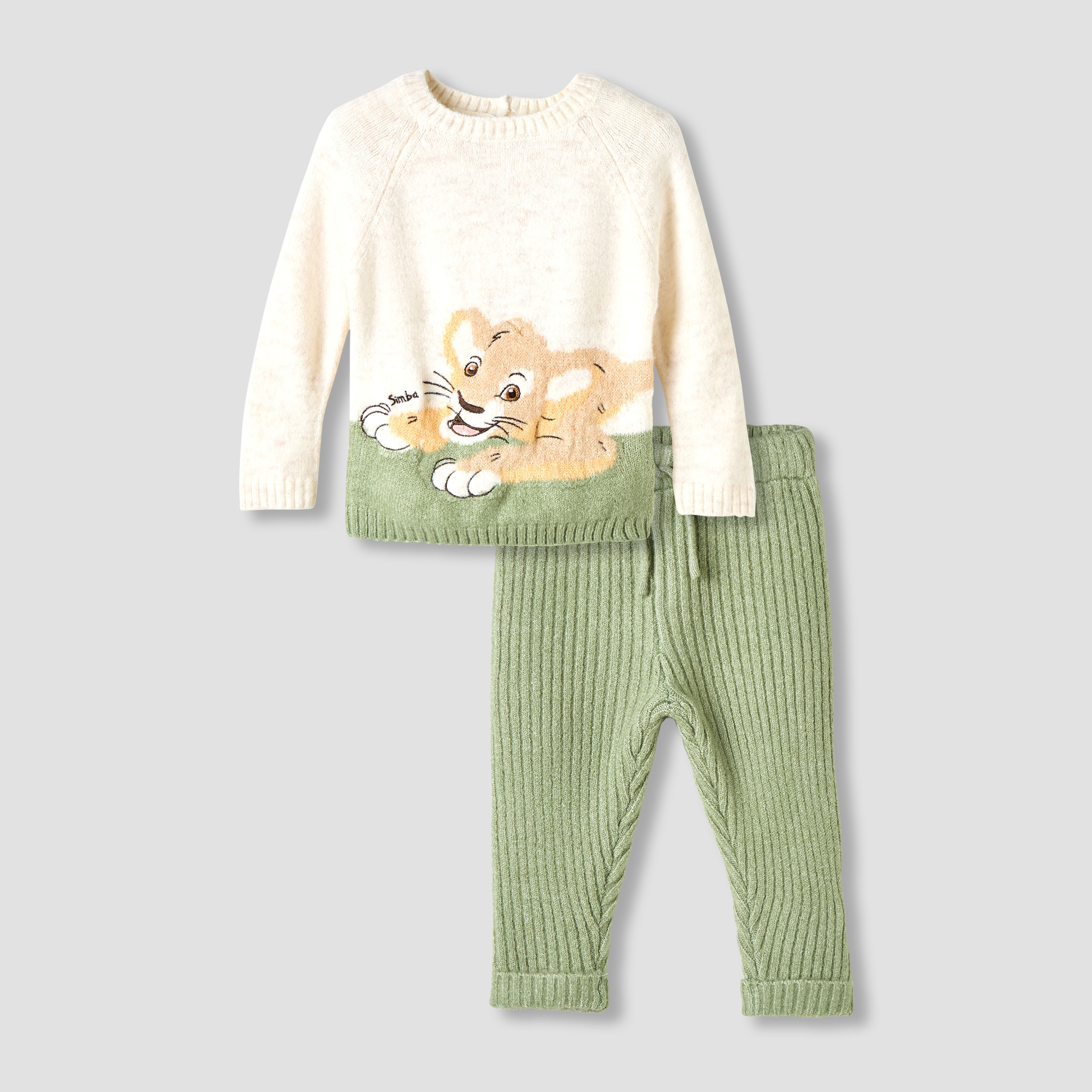Disney Boys Sweater and Pants Set with Simba Knit Texture - Long Sleeves - Crew Neck-baby-boys-clothing-winterwear-setsandcoords-image-1