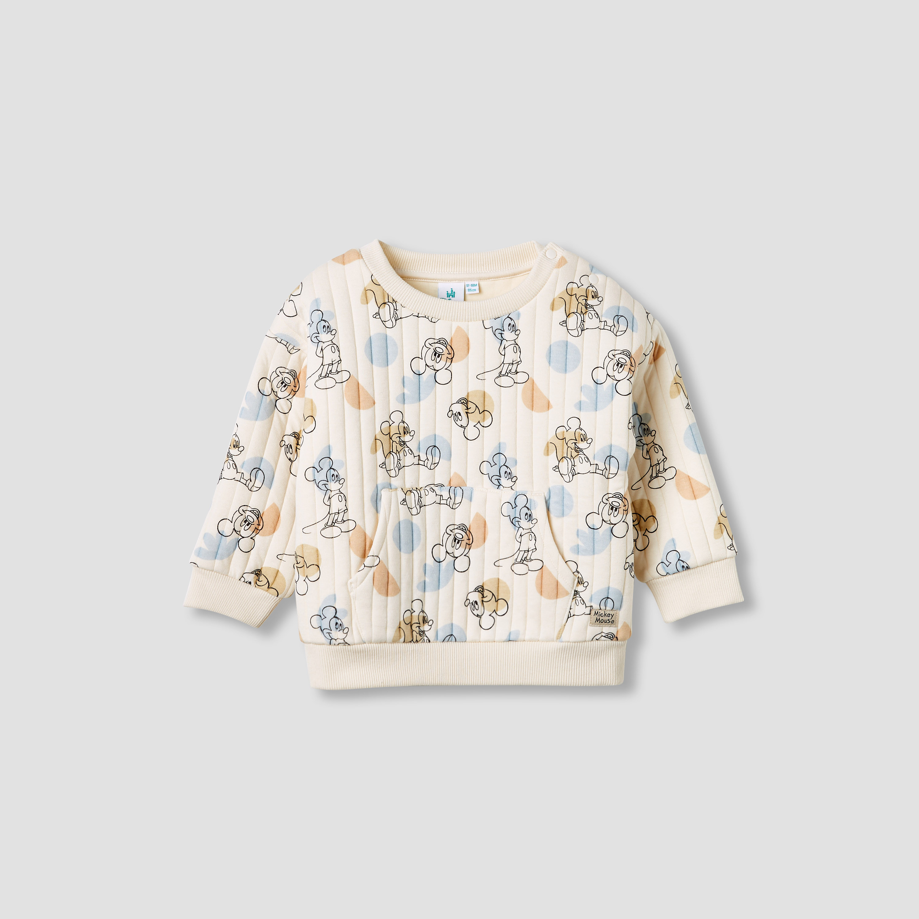 Disney Mickey Mouse Print Quilted Sweatshirt and Joggers Set-baby-boys-clothing-winterwear-setsandcoords-image-2
