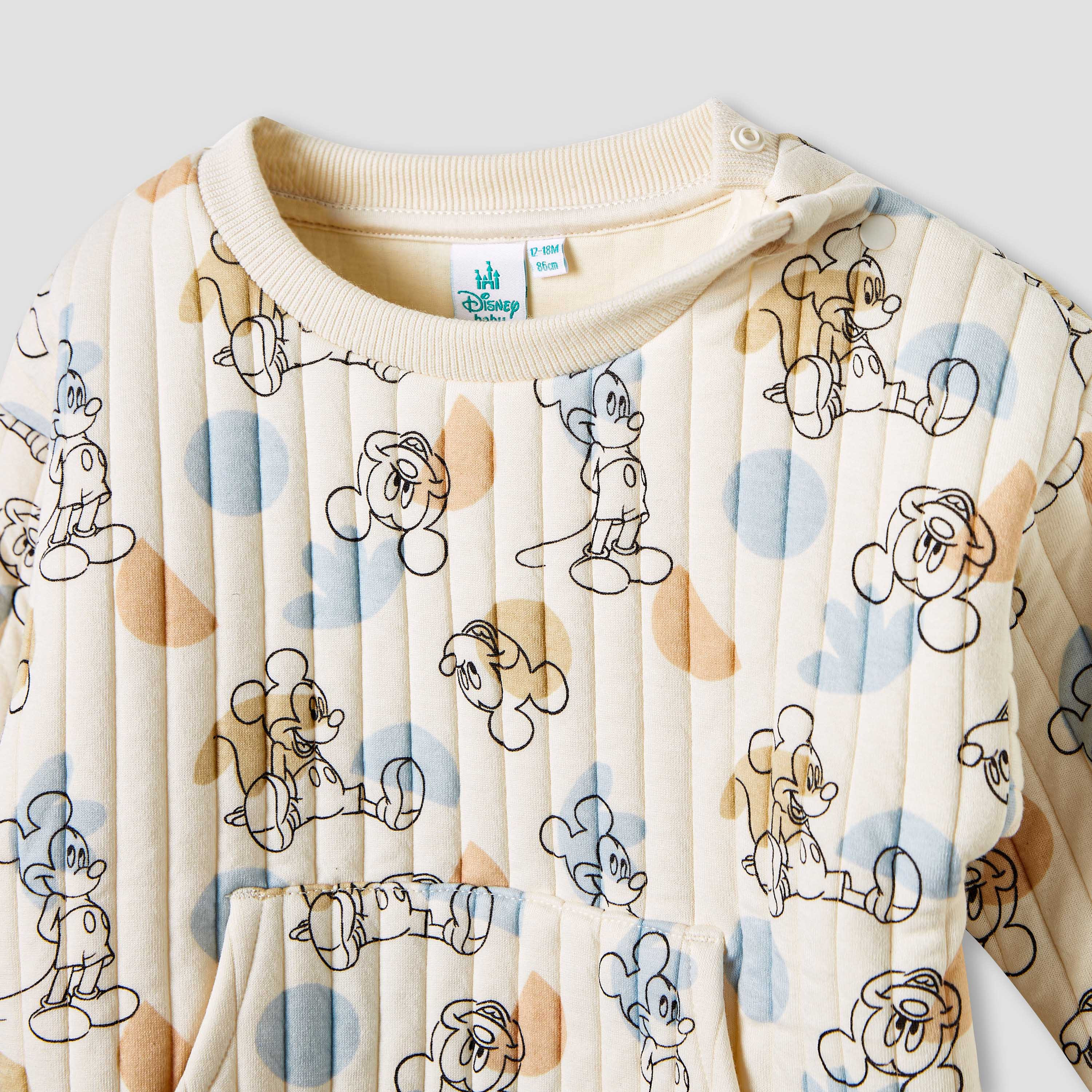 Disney Mickey Mouse Print Quilted Sweatshirt and Joggers Set-baby-boys-clothing-winterwear-setsandcoords-image-4