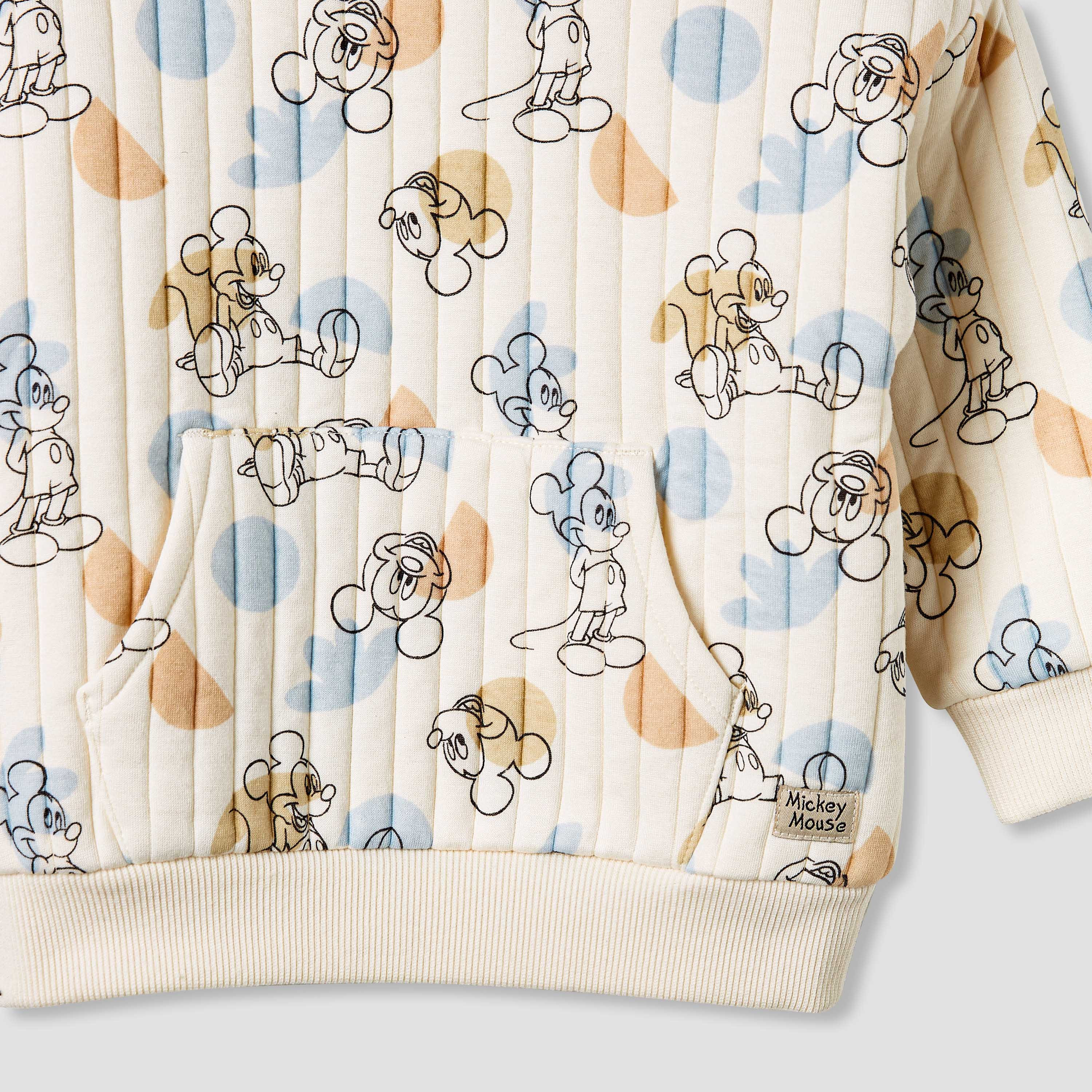 Disney Mickey Mouse Print Quilted Sweatshirt and Joggers Set-baby-boys-clothing-winterwear-setsandcoords-image-5
