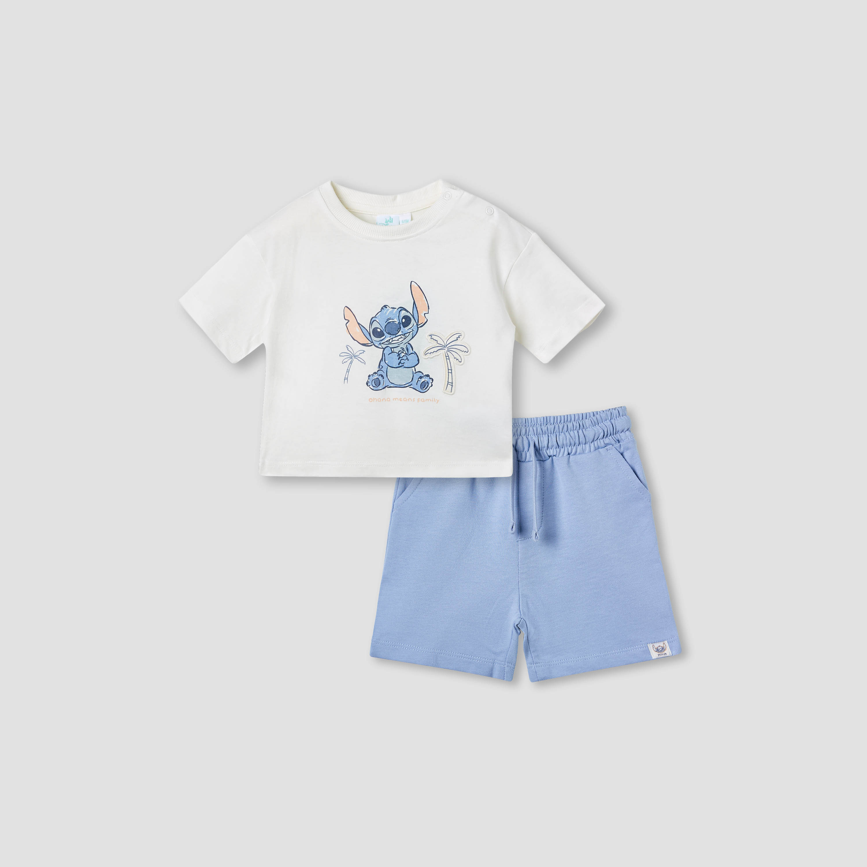 Disney Stitch Print T-shirt and Shorts Set-baby-boys-clothing-setsandcoords-image-1