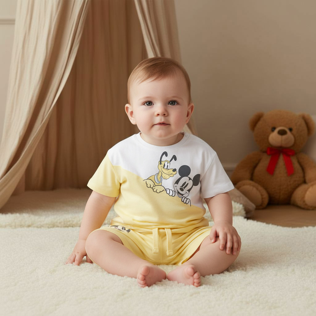 طقم شورت وتيشيرت بطبعات ميكي ماوس وبلوتو من ديزني-baby-boys-clothing-setsandcoords-image-1