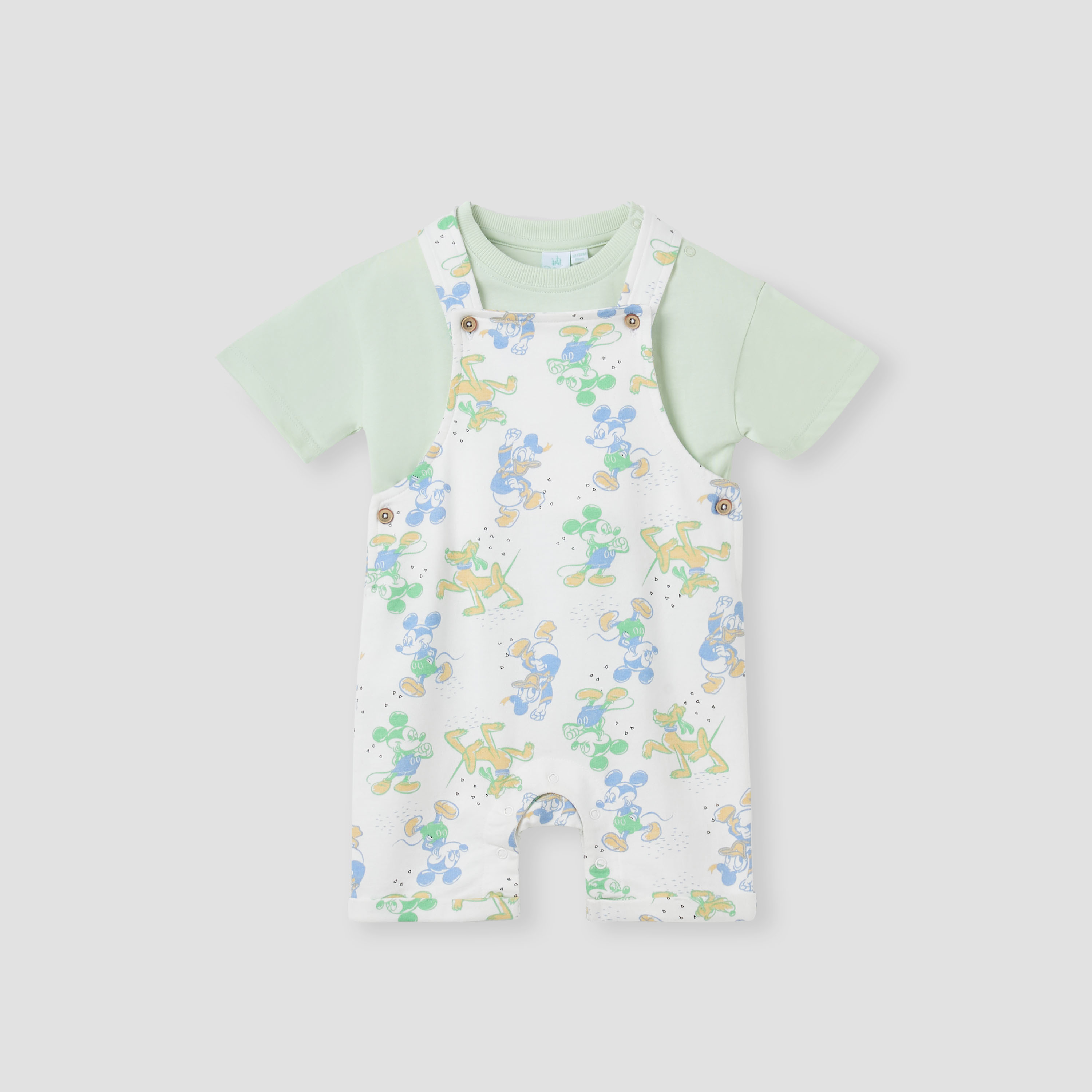 Disney Mickey Mouse and Friends Print Dungaree and T-shirt Set-baby-boys-clothing-setsandcoords-image-1