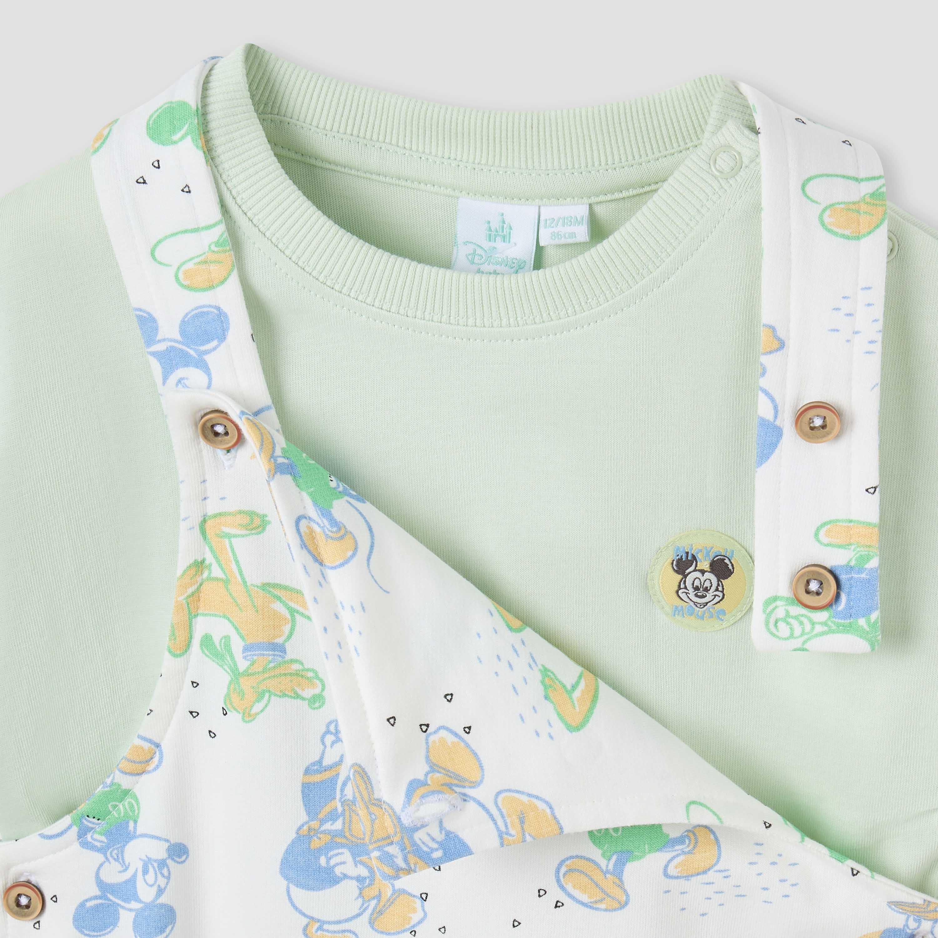 Disney Mickey Mouse and Friends Print Dungaree and T-shirt Set-baby-boys-clothing-setsandcoords-image-4