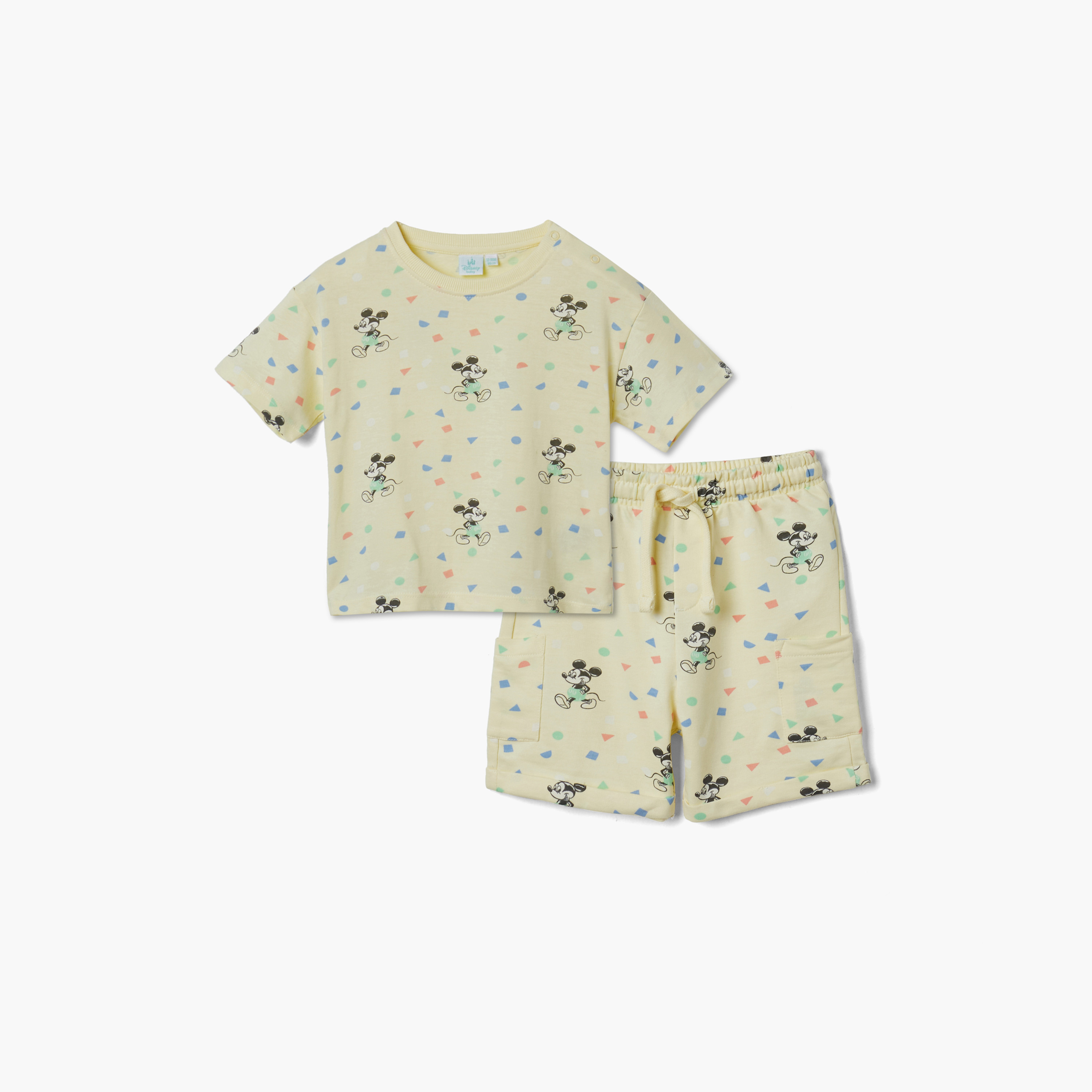 Disney Mickey Mouse Print T-shirt and Shorts Set-baby-boys-clothing-setsandcoords-image-1