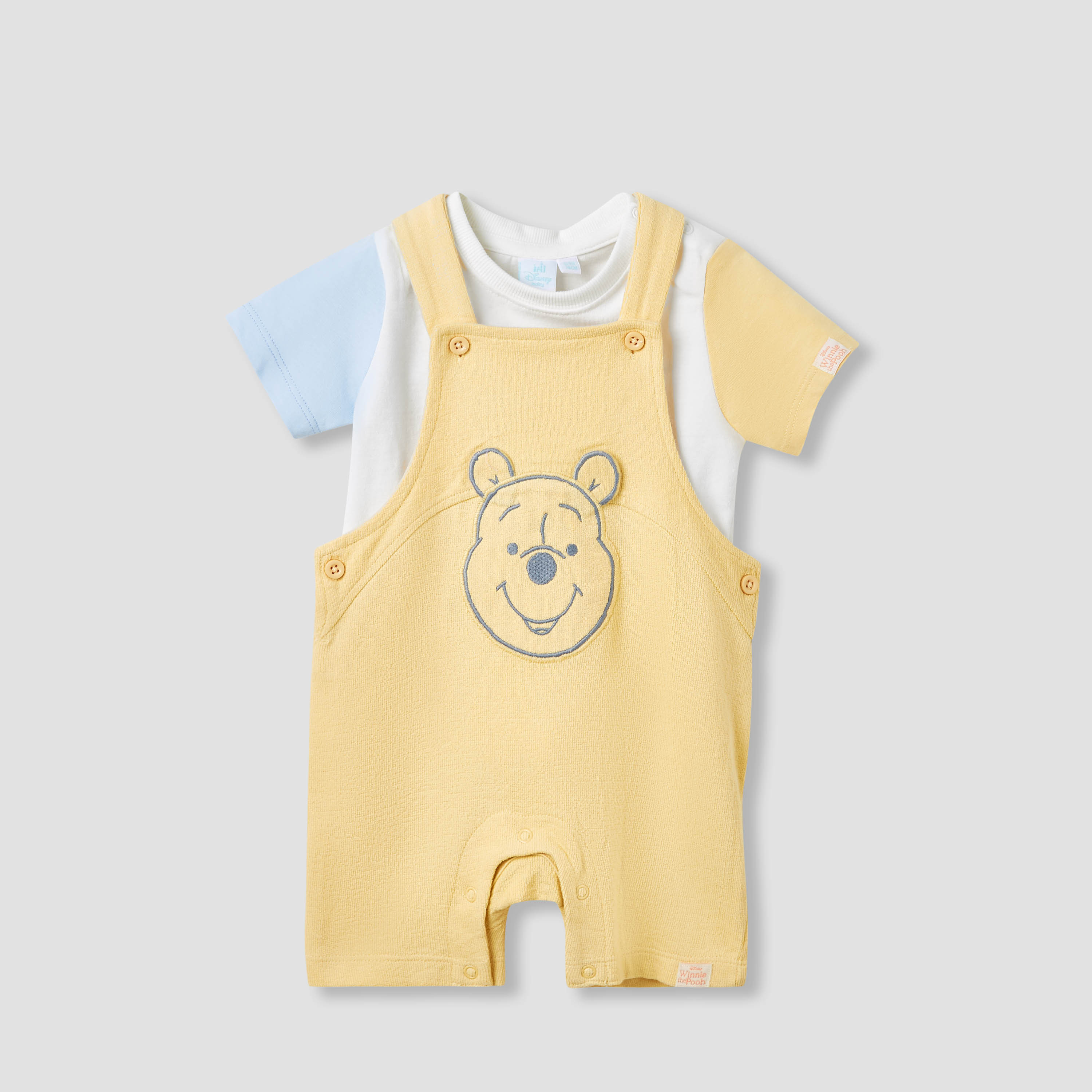 Disney Winnie-the-Pooh Embroidered Dungaree and T-Shirt Set-baby-boys-clothing-setsandcoords-image-1