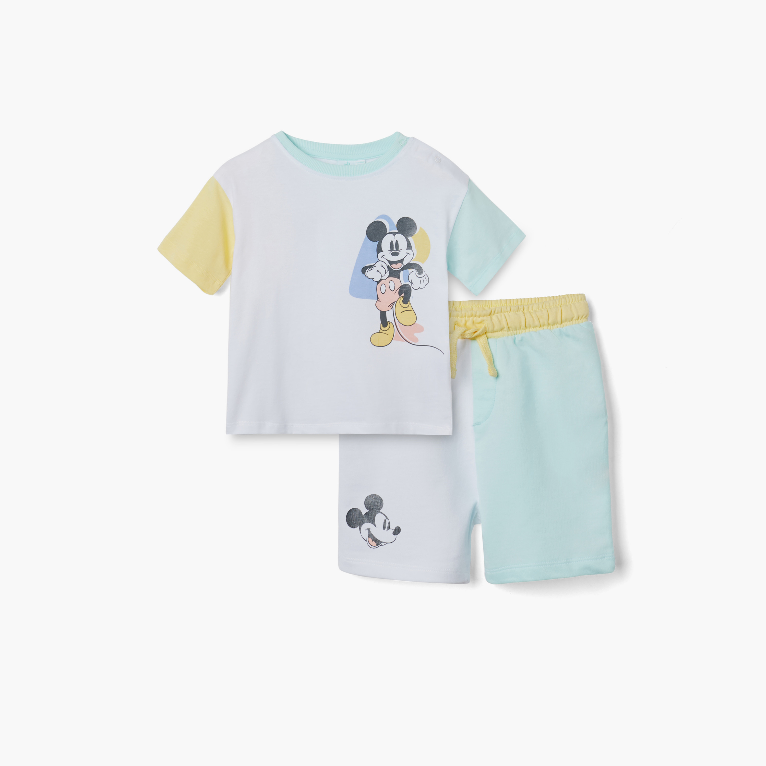 Disney Mickey Mouse Print T-shirt and Shorts Set-baby-boys-clothing-setsandcoords-image-1