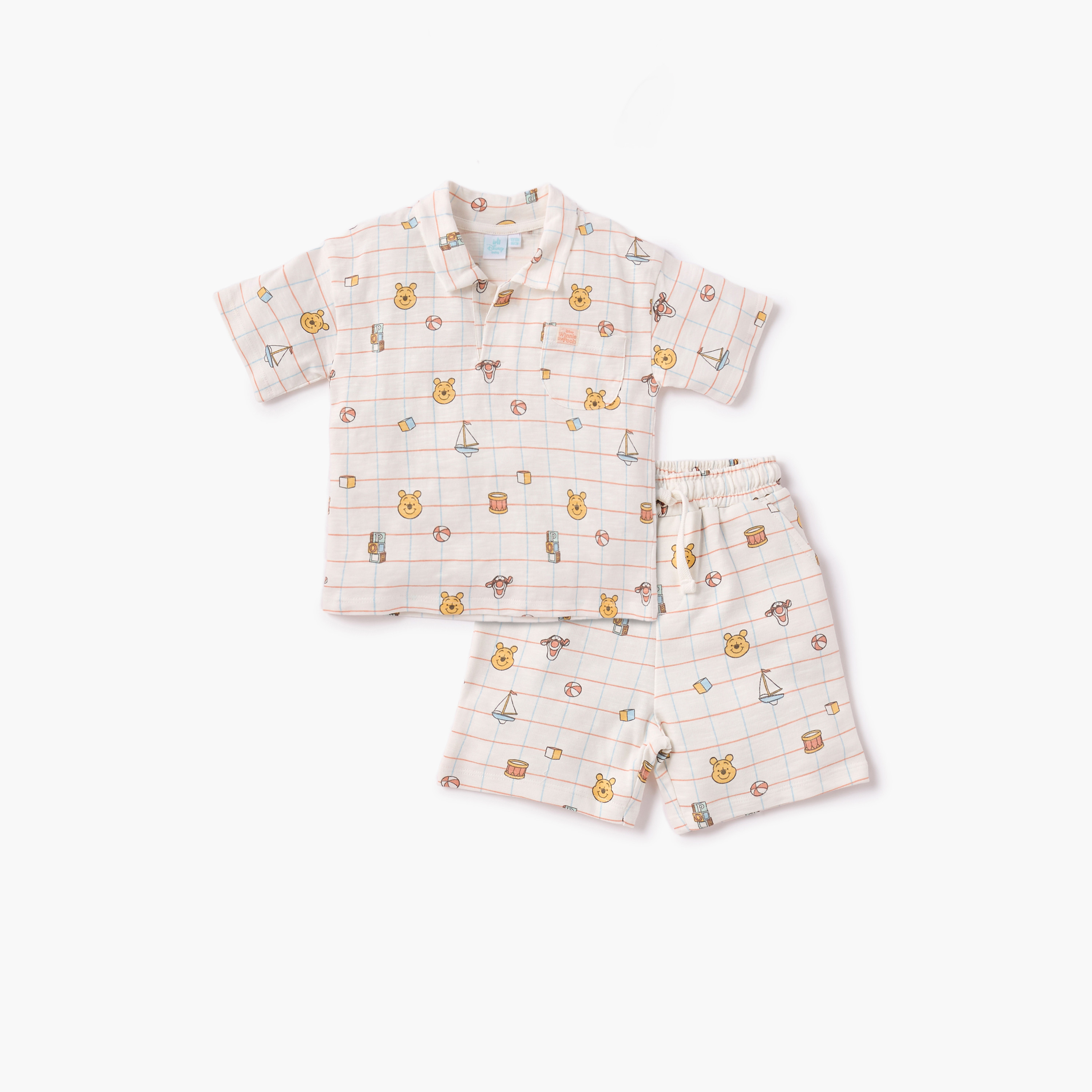 Disney All-Over Winnie The Pooh Print Polo T-shirt and Shorts Set-baby-boys-clothing-setsandcoords-image-2