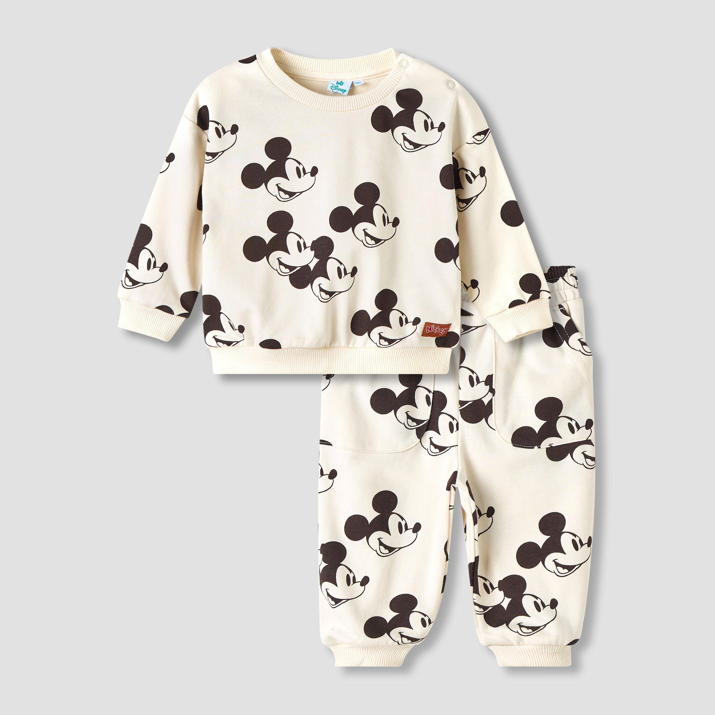 Disney Boys Sweatshirt and Joggers Set with Mickey Mouse Print - Cotton - Long Sleeves-baby-boys-clothing-winterwear-setsandcoords-image-1