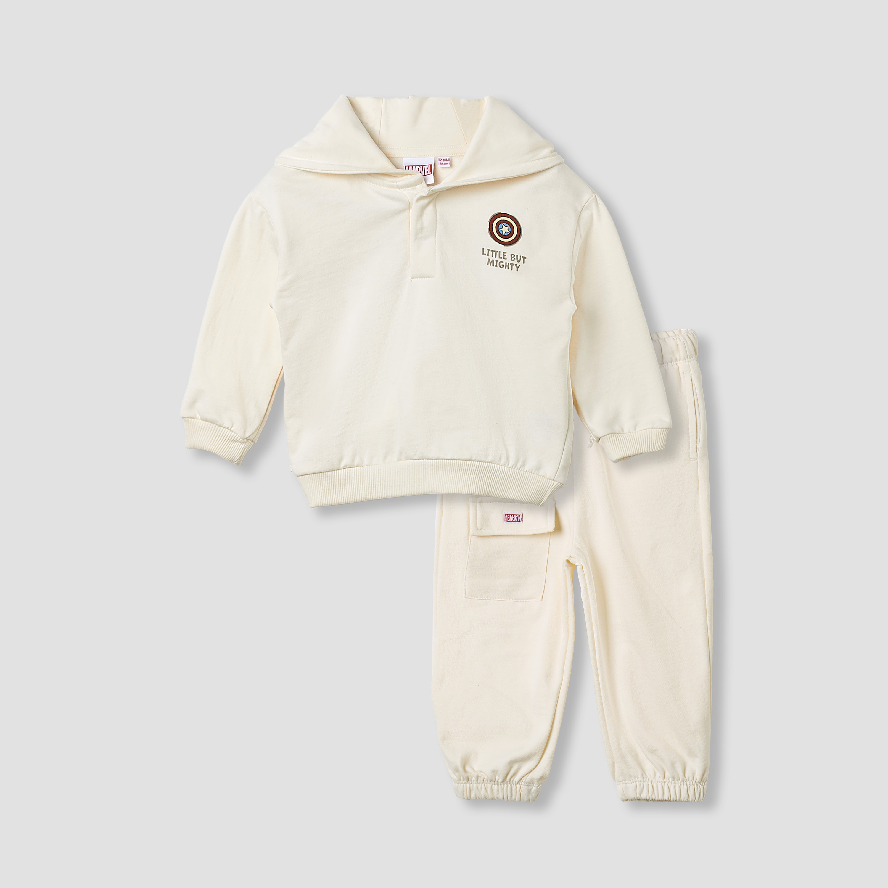 Boys Sweatshirt and Joggers Set with Avengers Print - Cotton - Long Sleeves - Hood-baby-boys-clothing-winterwear-setsandcoords-image-1