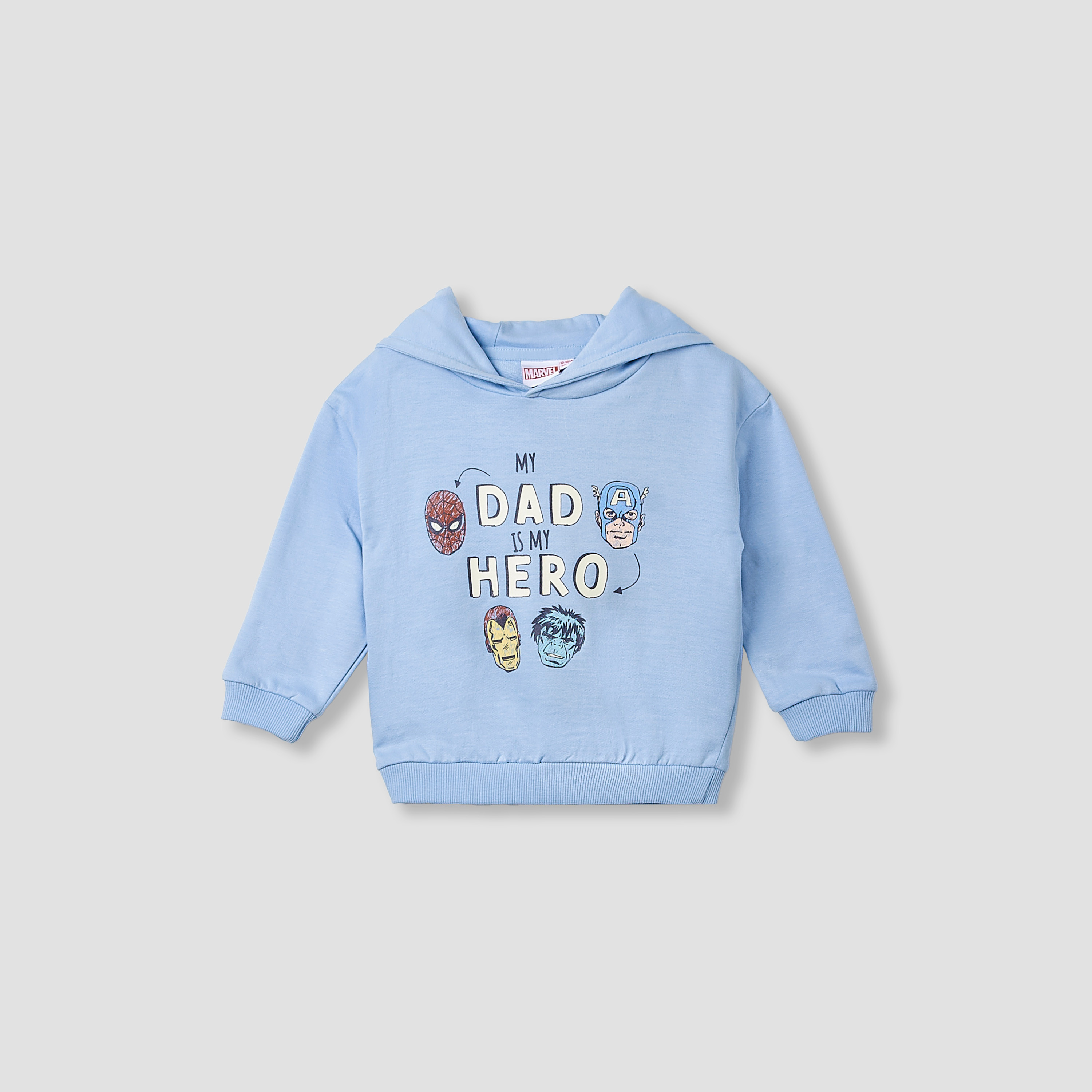 Boys Sweatshirt and Joggers Set with Avengers Print - Cotton - Long Sleeves - Hood-baby-boys-clothing-winterwear-setsandcoords-image-2