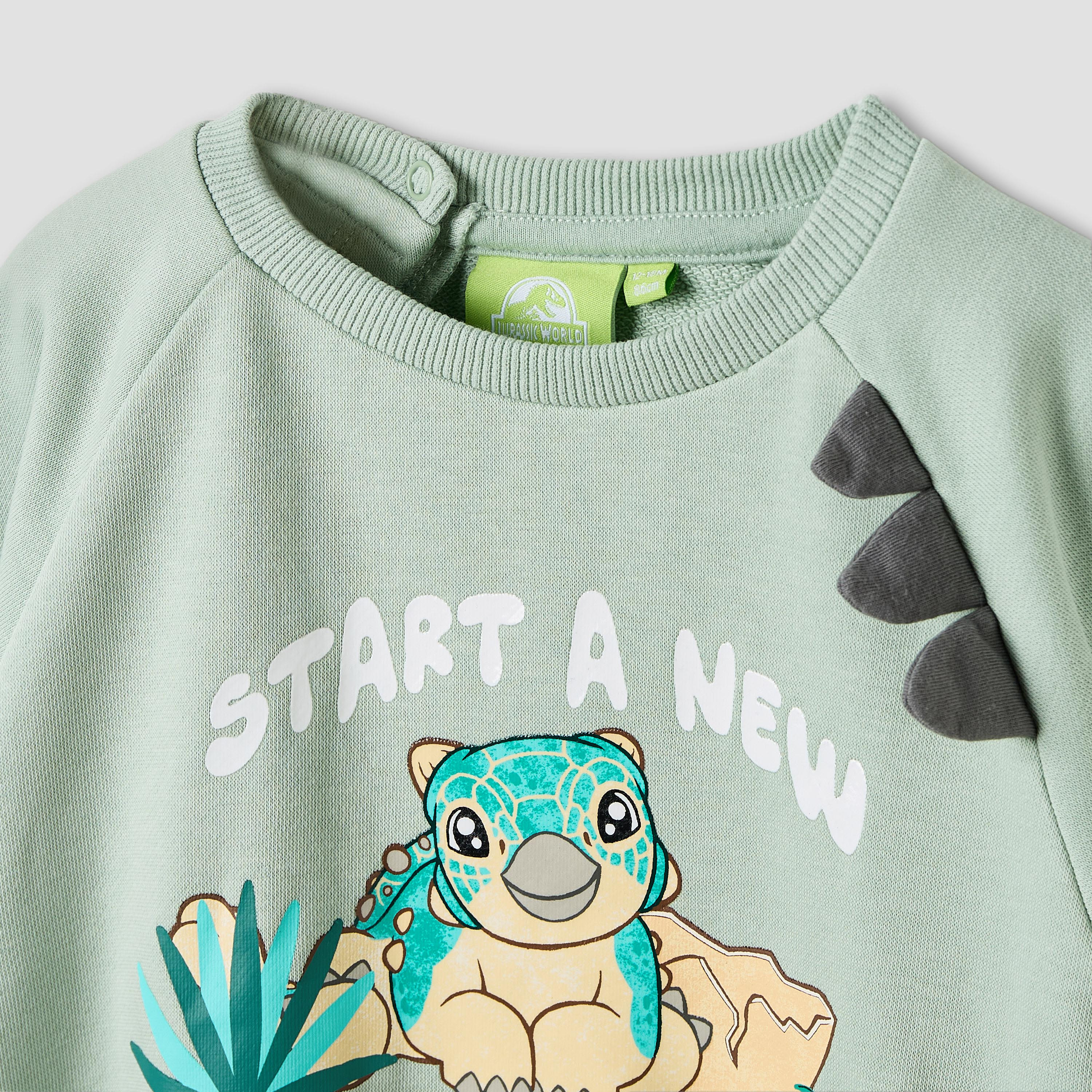 Boys Sweatshirt and Joggers Set with Dinosaur Print - Cotton - Long Sleeves - Crew Neck-baby-boys-clothing-setsandcoords-image-4
