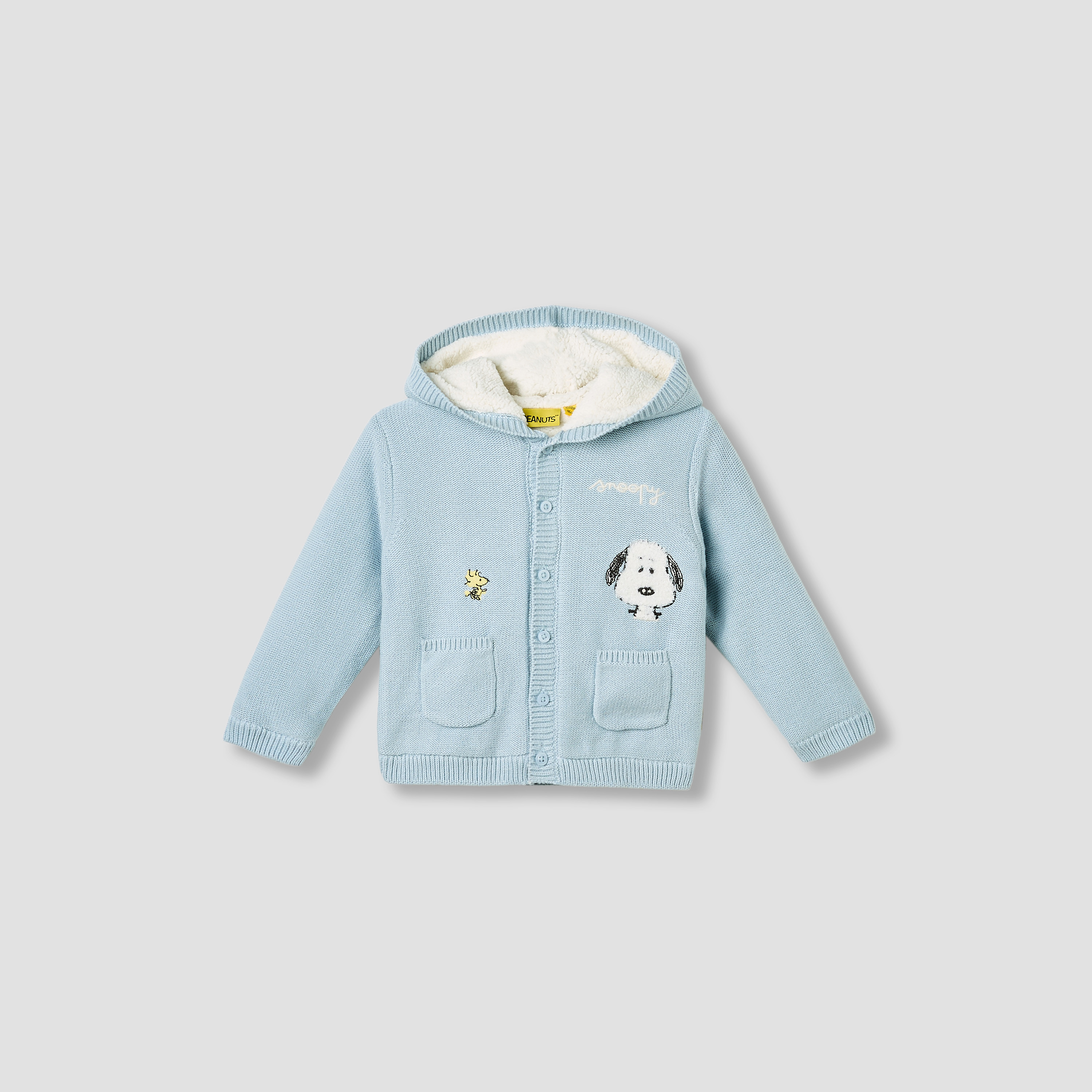 Snoopy Embroidered Hooded Cardigan with Long Sleeves-baby-boys-clothing-winterwear-jumpersandcardigans-image-2