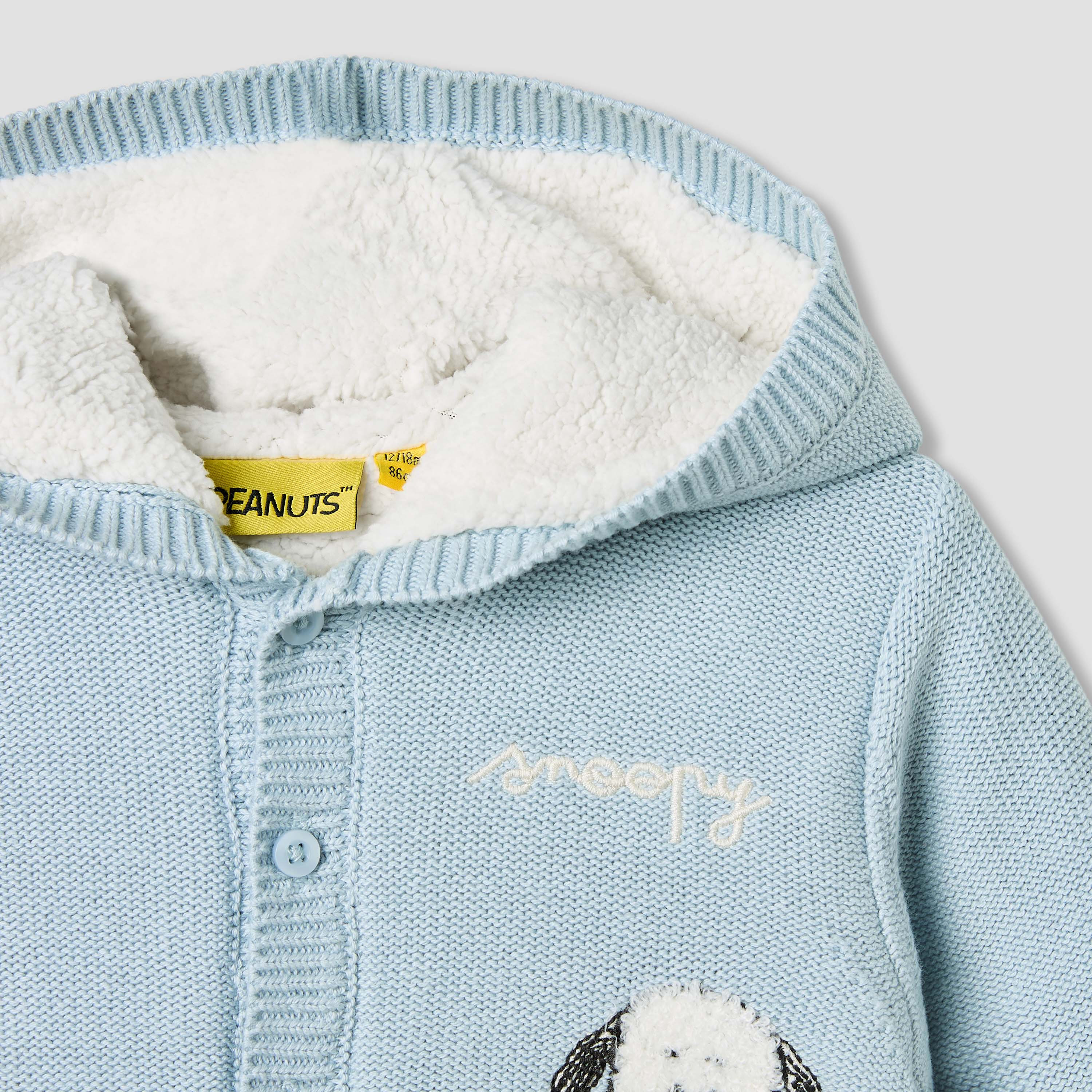 Snoopy Embroidered Hooded Cardigan with Long Sleeves-baby-boys-clothing-winterwear-jumpersandcardigans-image-4