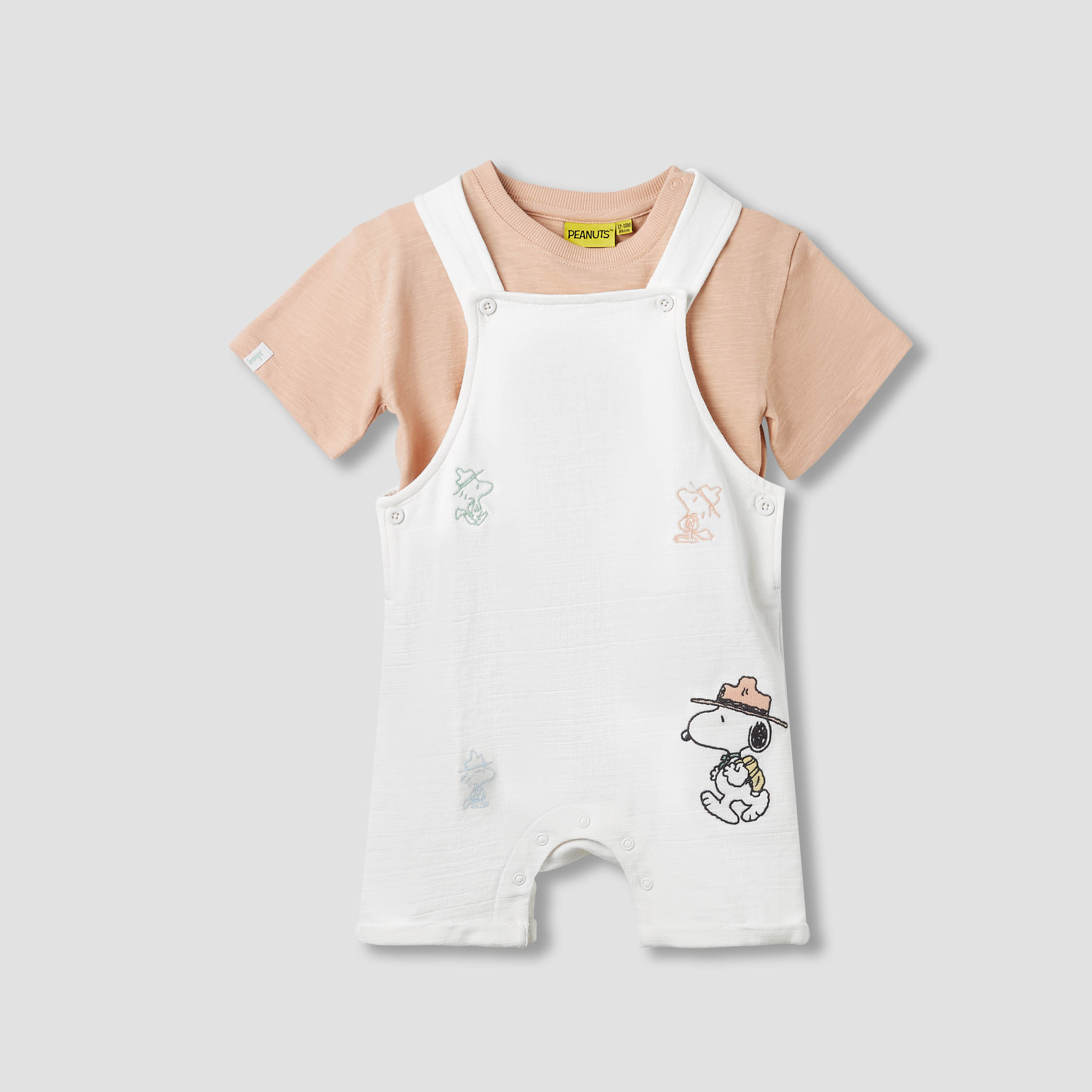 Snoopy Print Dungaree and T-shirt Set-baby-boys-clothing-setsandcoords-image-1