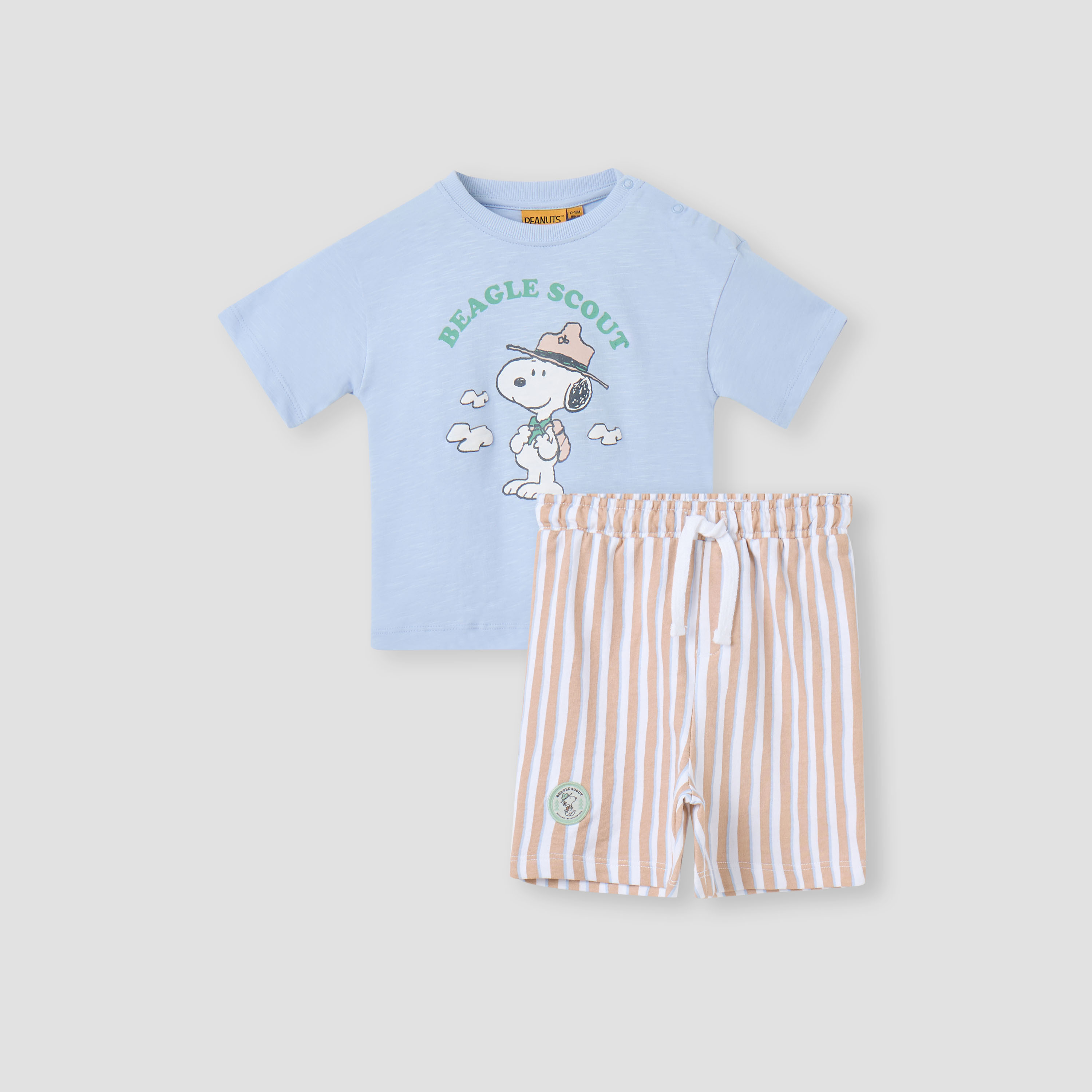 Snoopy Print T-shirt and Shorts Set-baby-boys-clothing-setsandcoords-image-1