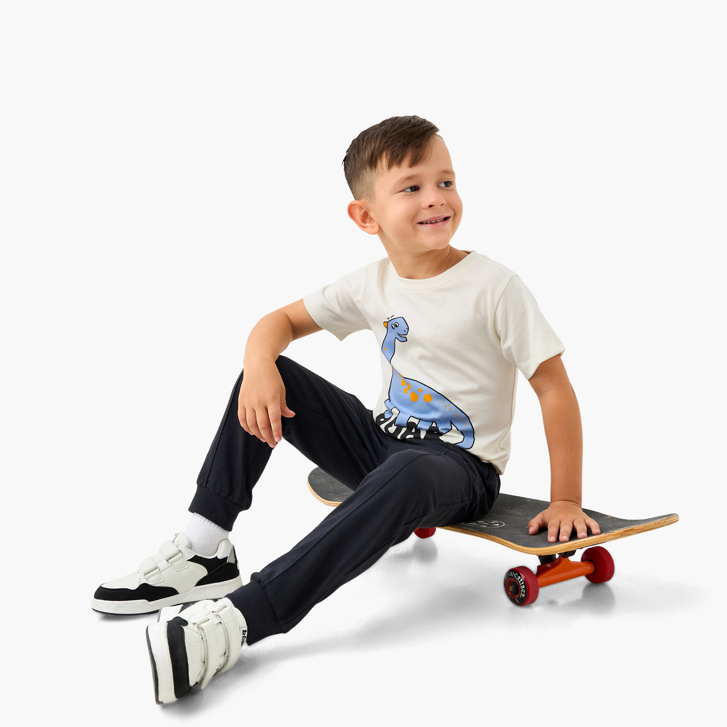 Juniors Dino Print T-shirt with Short Sleeves-boys-clothing-tshirtsandpolos-image-2