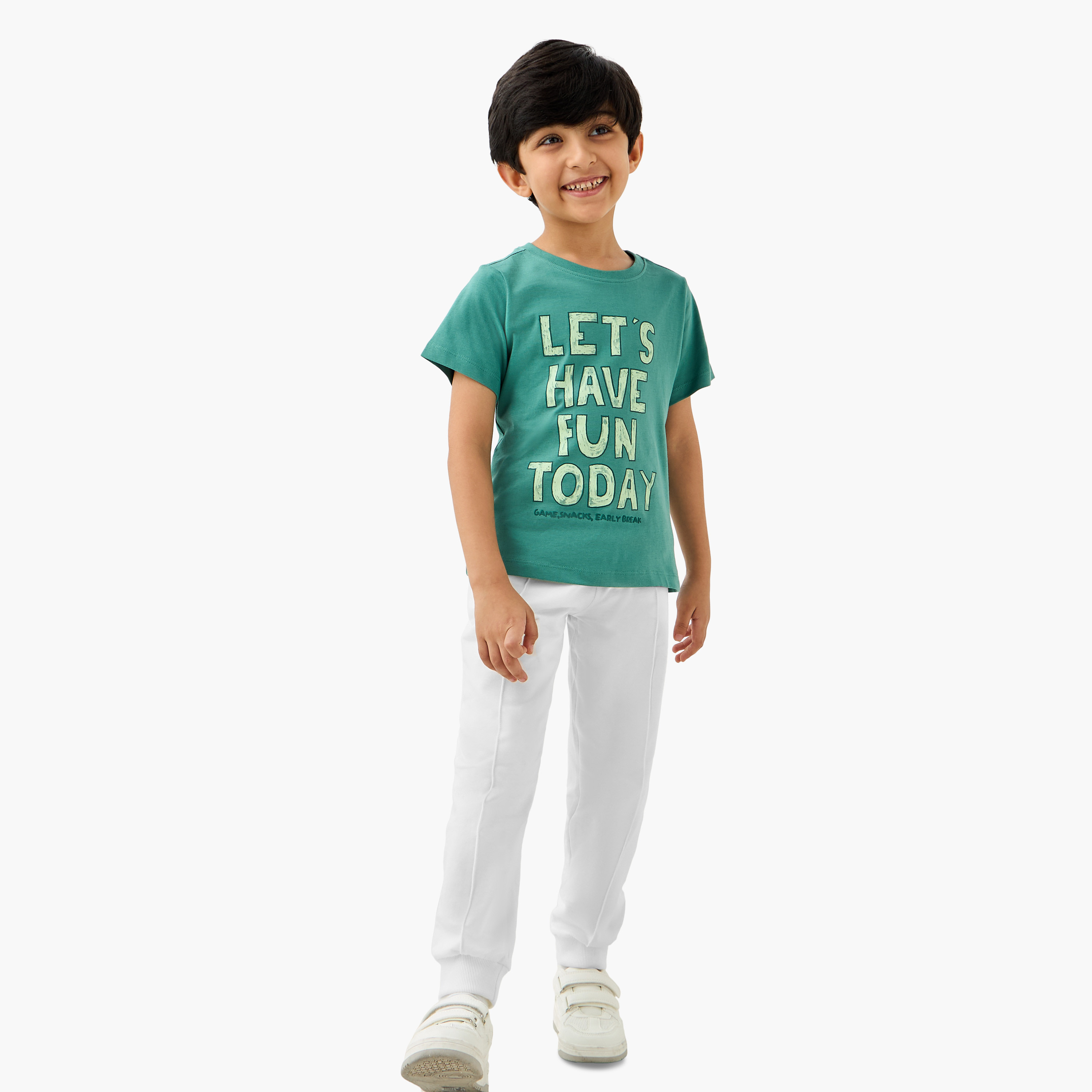 Juniors Typographic Print T-shirt with Short Sleeves-boys-clothing-tshirtsandpolos-image-2