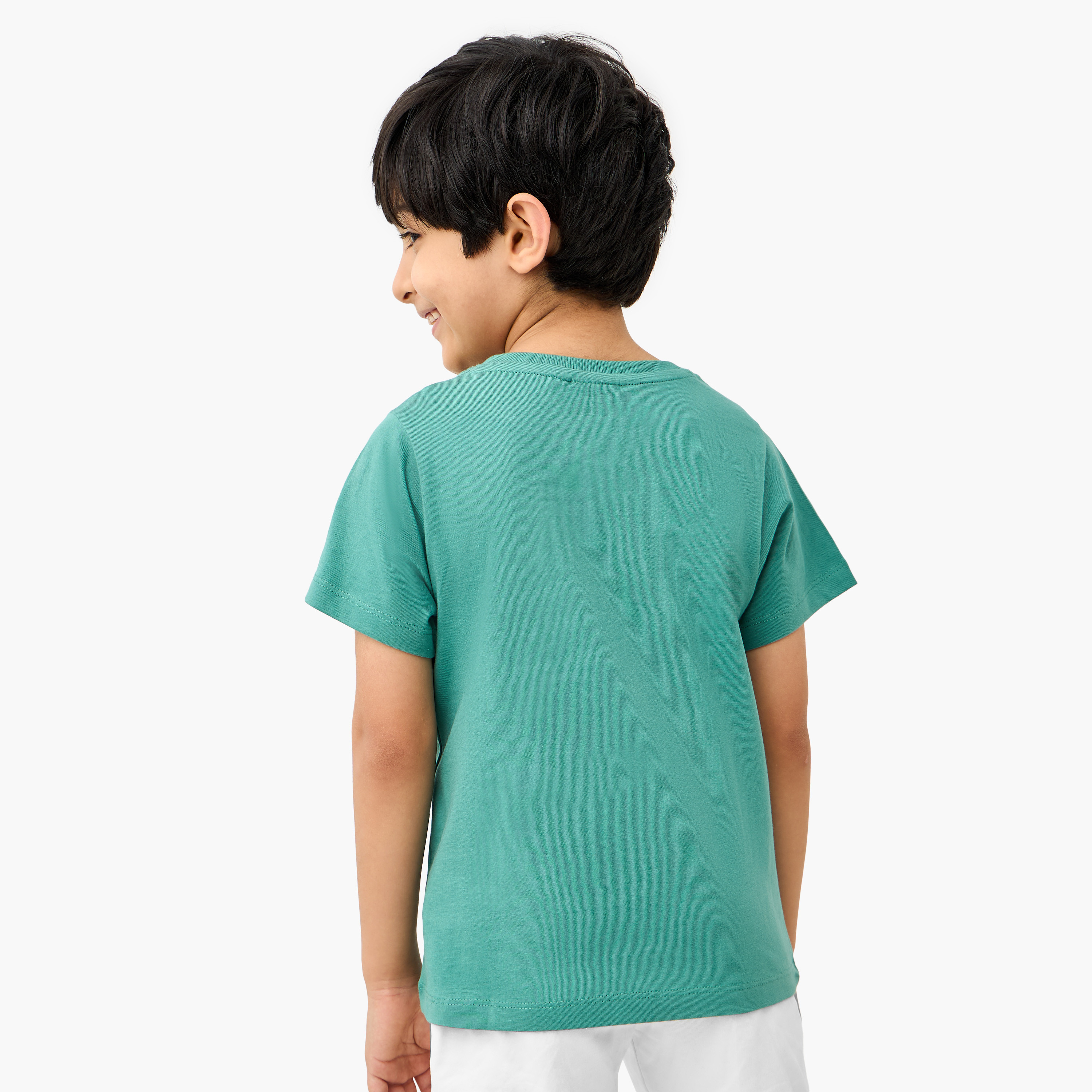 Juniors Typographic Print T-shirt with Short Sleeves-boys-clothing-tshirtsandpolos-image-3
