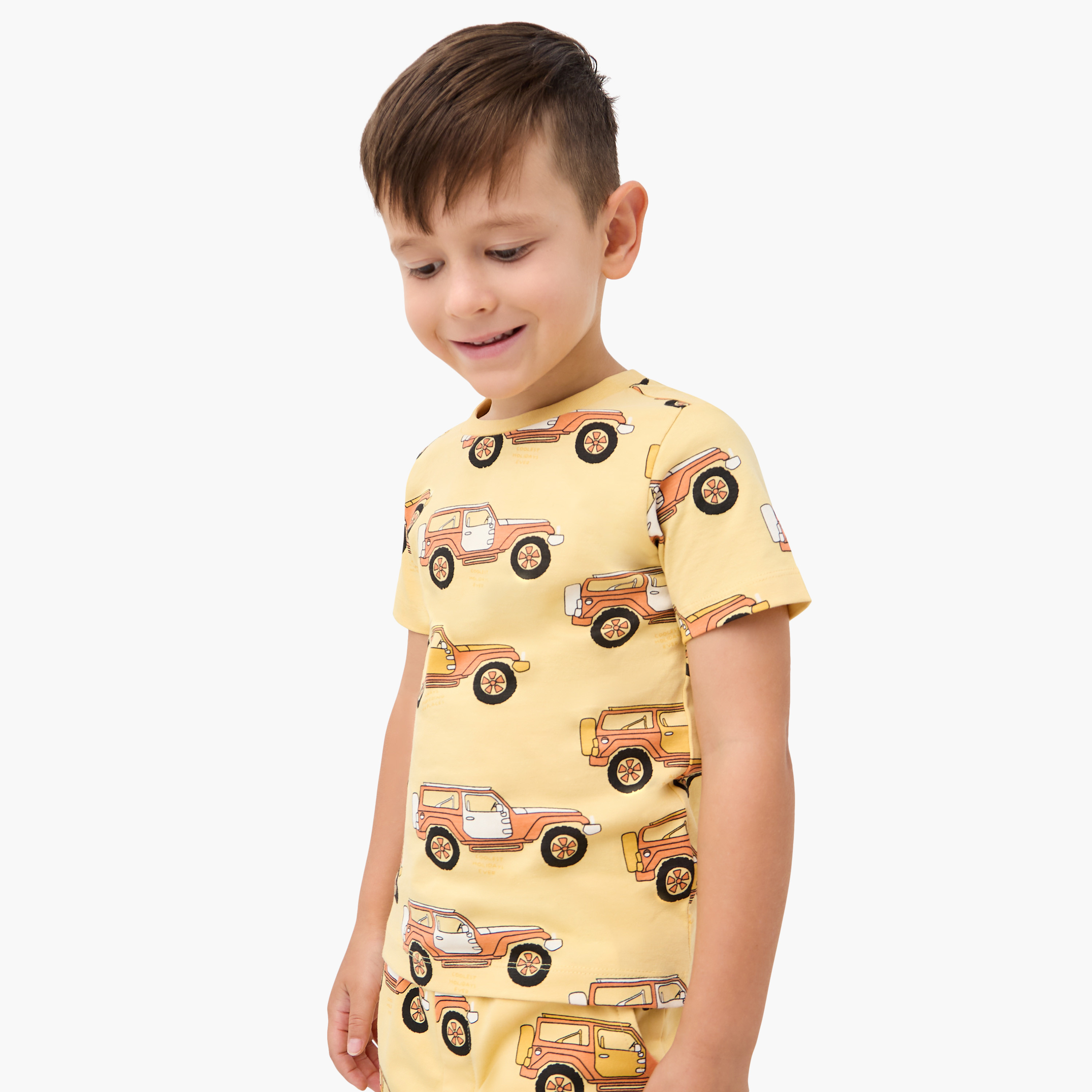 Juniors All-Over Car Print Crew Neck T-shirt with Short Sleeves-boys-clothing-tshirtsandpolos-image-1