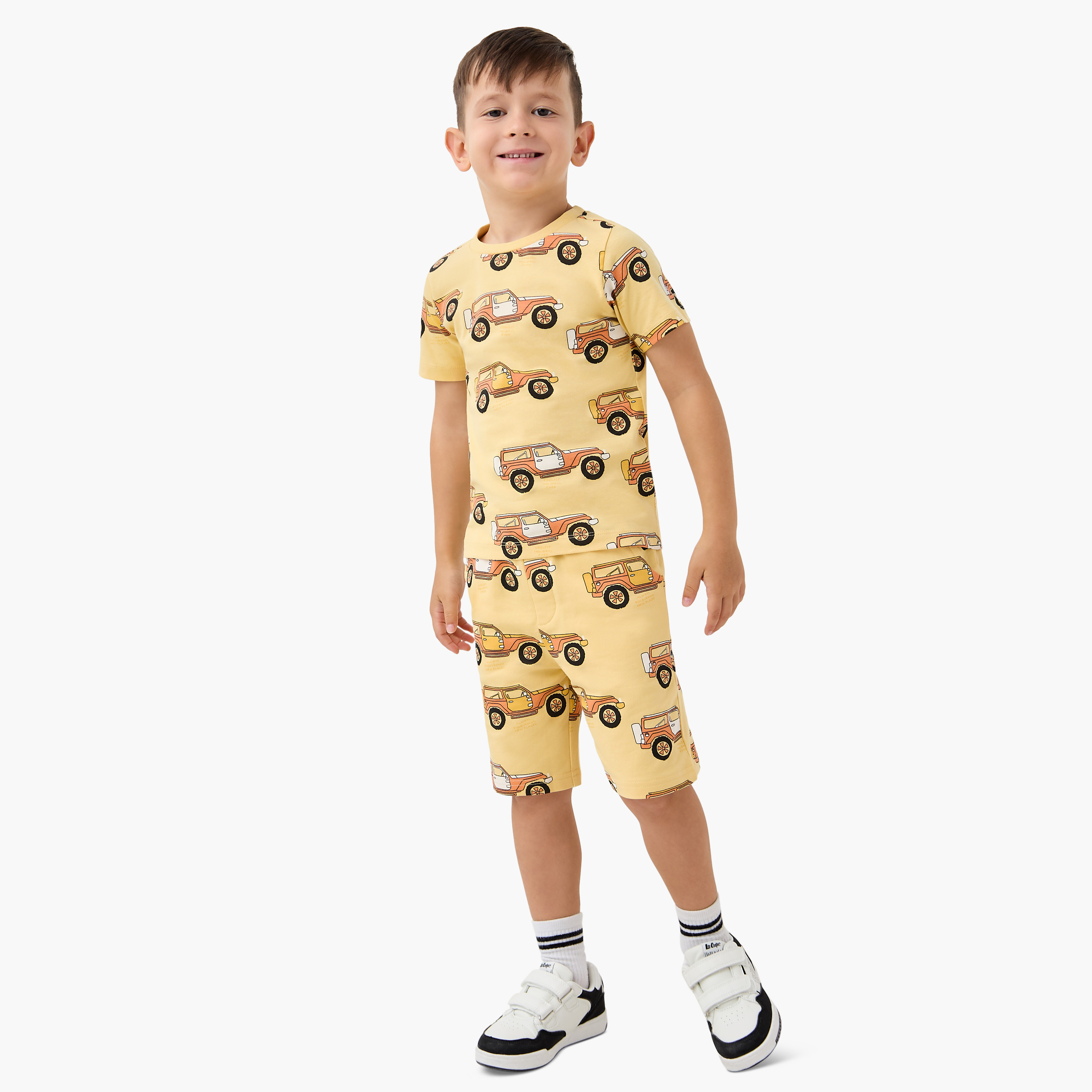 Juniors All-Over Car Print Crew Neck T-shirt with Short Sleeves-boys-clothing-tshirtsandpolos-image-2