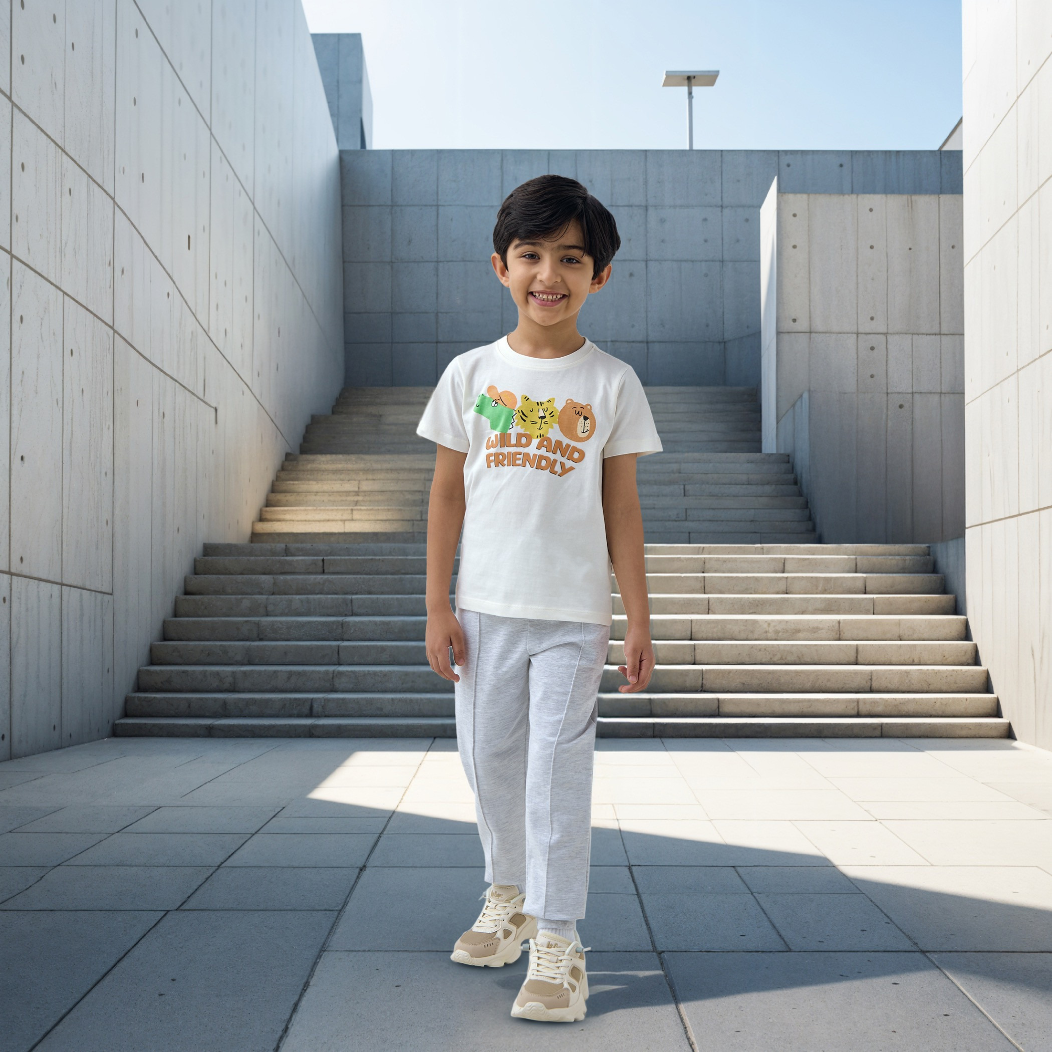 تيشيرت بأكمام قصيرة وطبعات حيوانات من جونيورز-boys-clothing-tshirtsandpolos-image-2