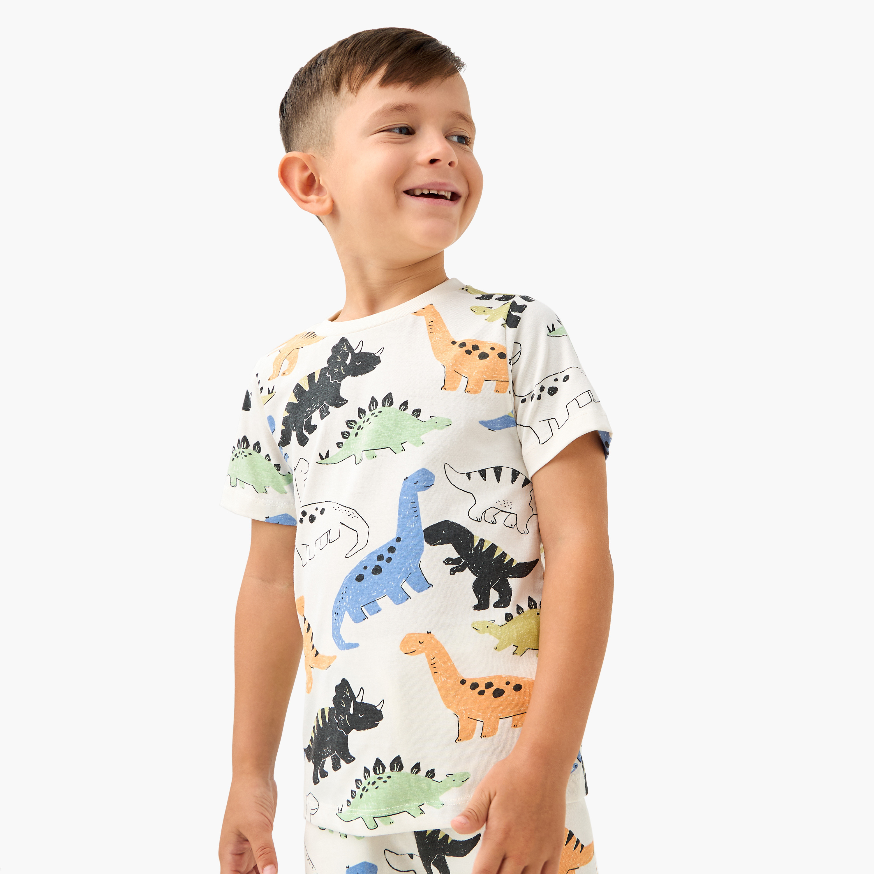 تيشيرت بطبعات ديناصور وأكمام قصيرة من جونيورز-boys-clothing-tshirtsandpolos-image-1