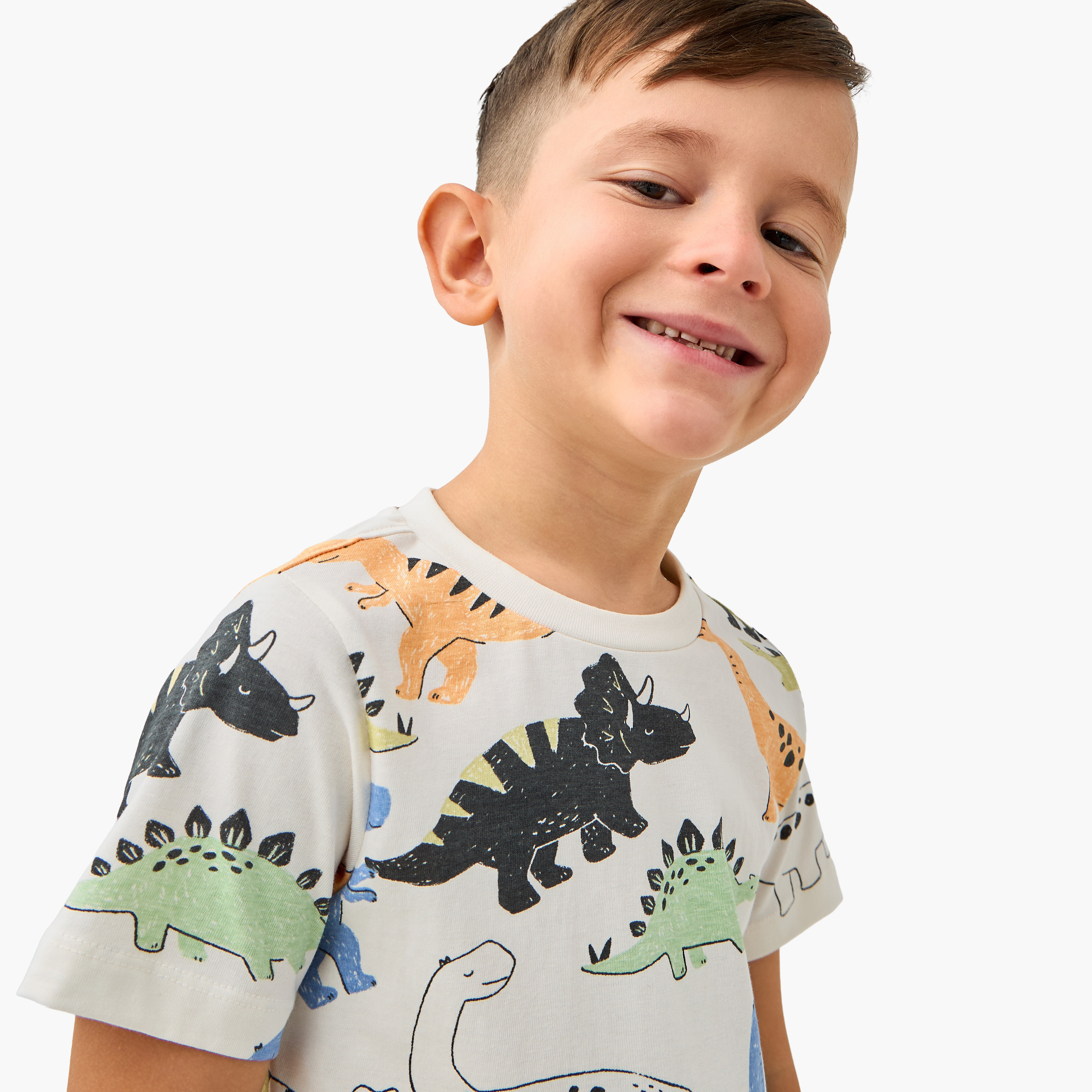 تيشيرت بطبعات ديناصور وأكمام قصيرة من جونيورز-boys-clothing-tshirtsandpolos-image-4