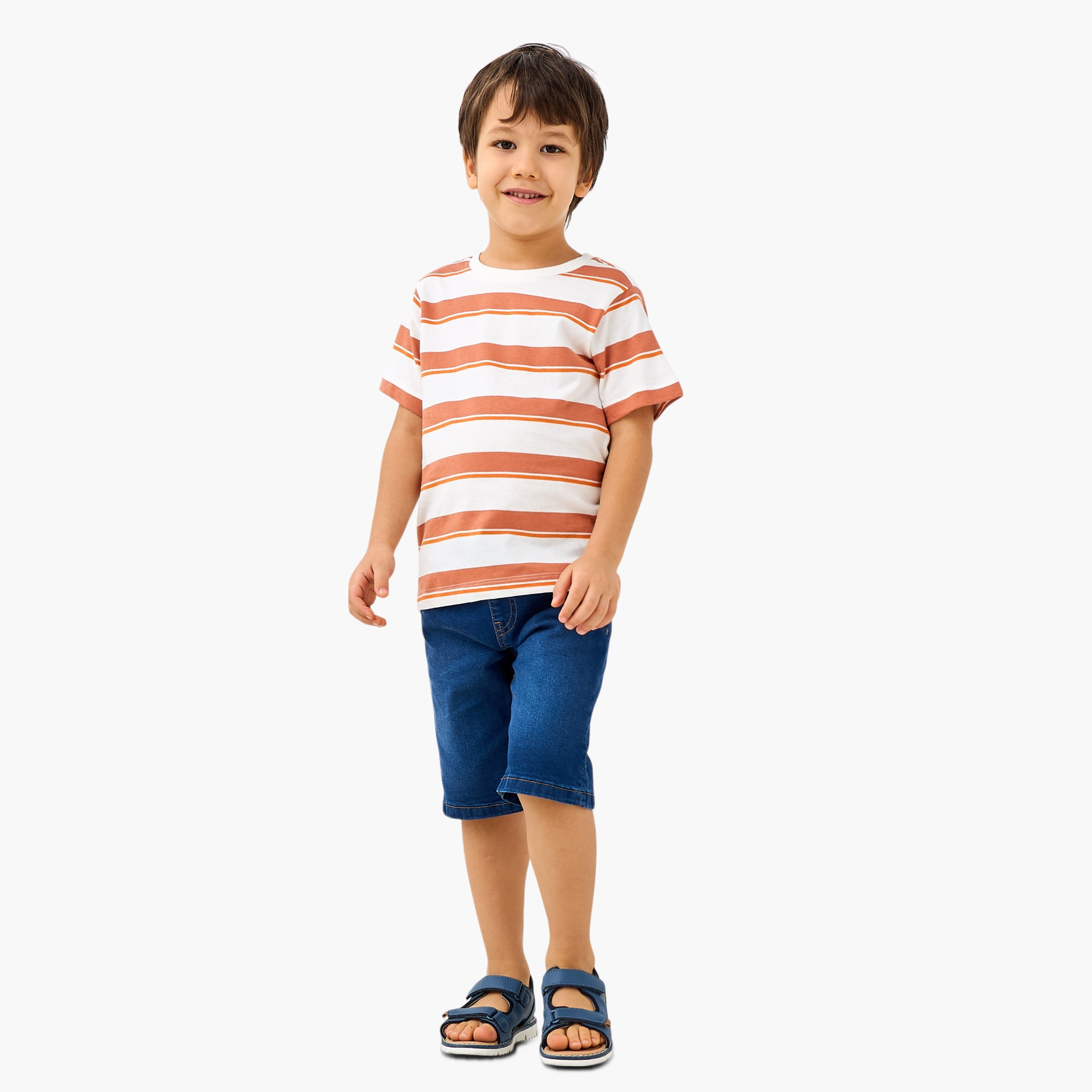 Juniors Striped T-shirt with Crew Neck and Short Sleeves-boys-clothing-tshirtsandpolos-image-2