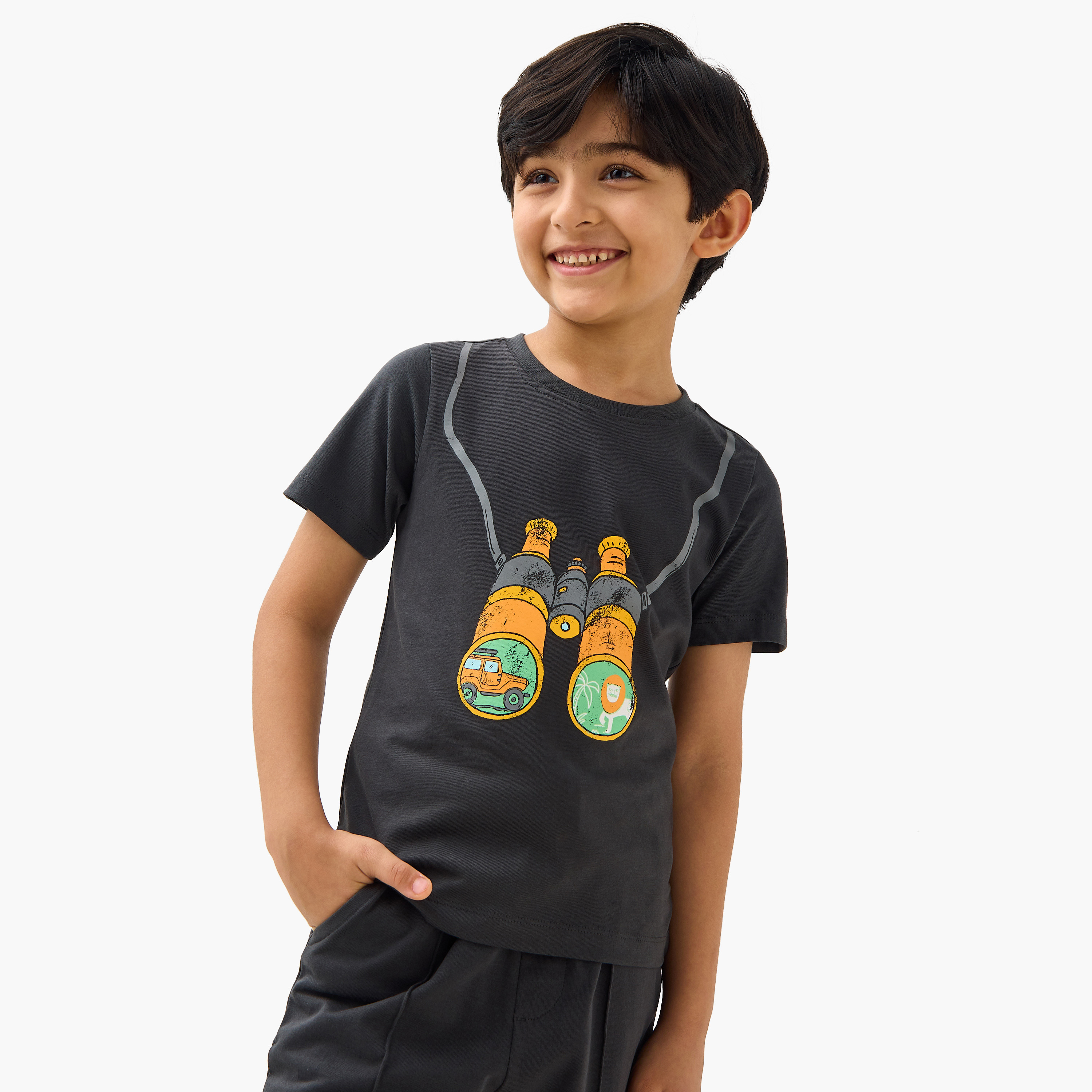 Juniors Binocular Print T-shirt with Short Sleeves-boys-clothing-tshirtsandpolos-image-1