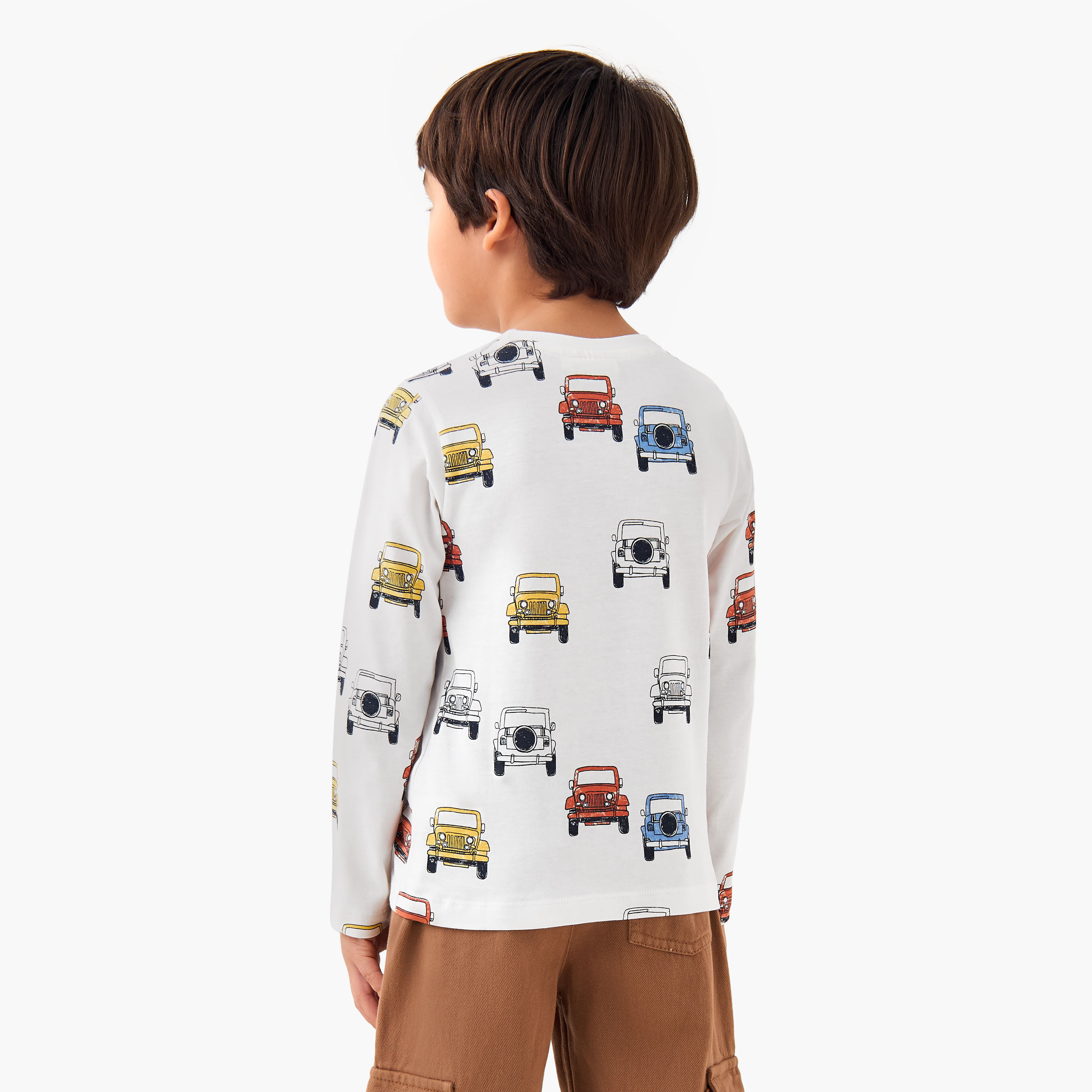 Juniors Boys Crew Neck T-shirt with Vehicle Print - Cotton - Long Sleeves-boys-clothing-tshirtsandpolos-image-3