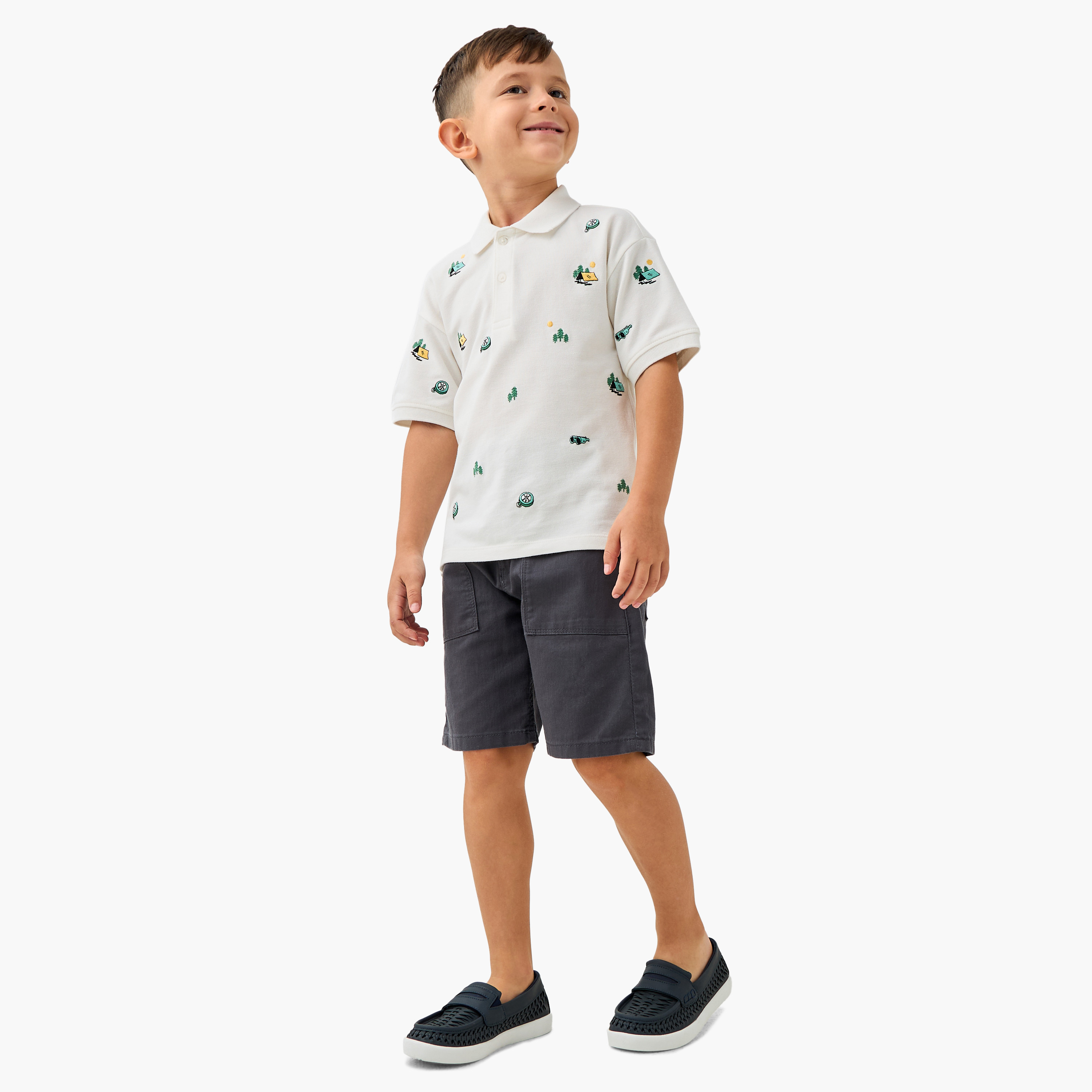 Juniors Embroidered Polo T-shirt with Short Sleeves-boys-clothing-tshirtsandpolos-image-2