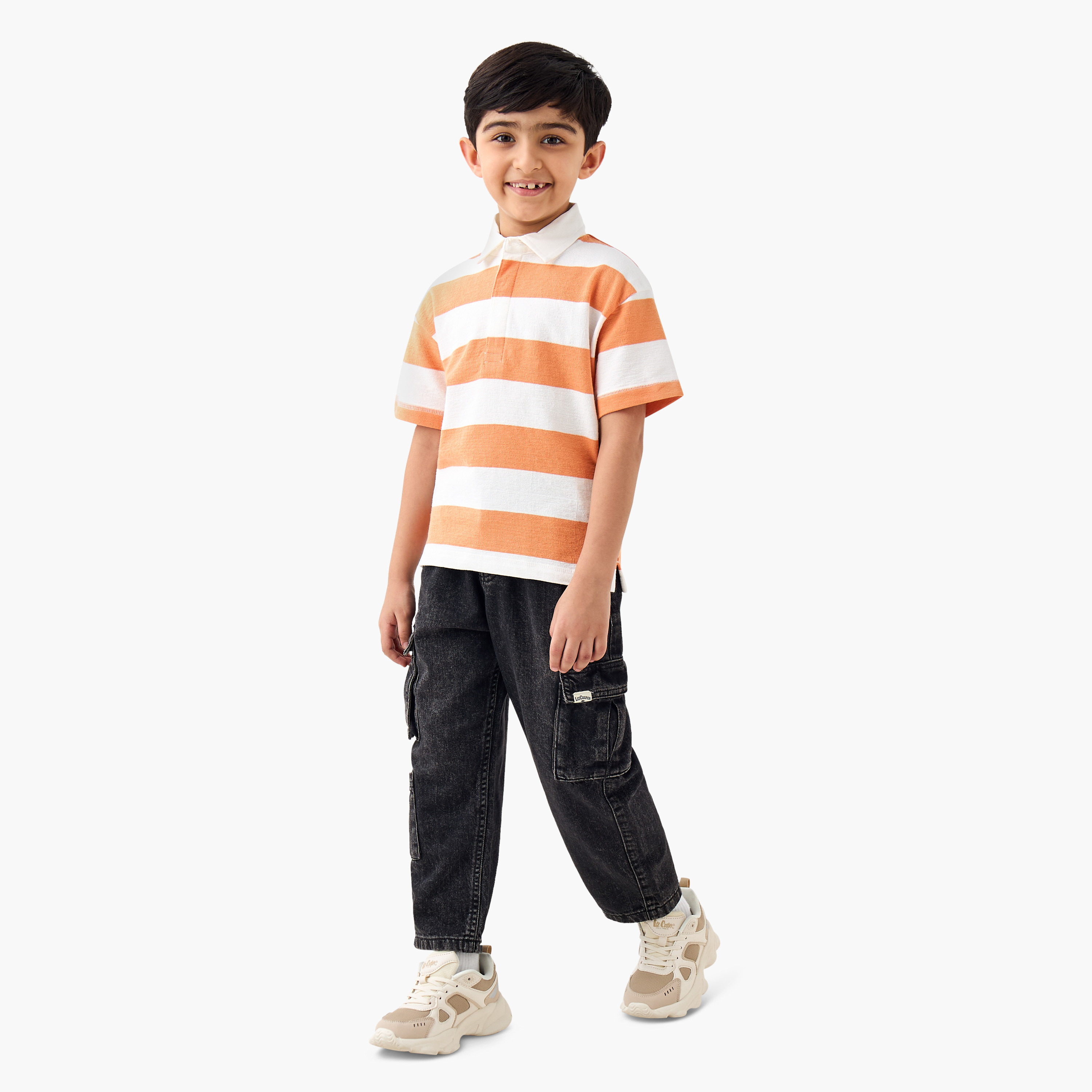 Juniors Collared Short Sleeves Polo T-shirt with Stripes-boys-clothing-tshirtsandpolos-image-2