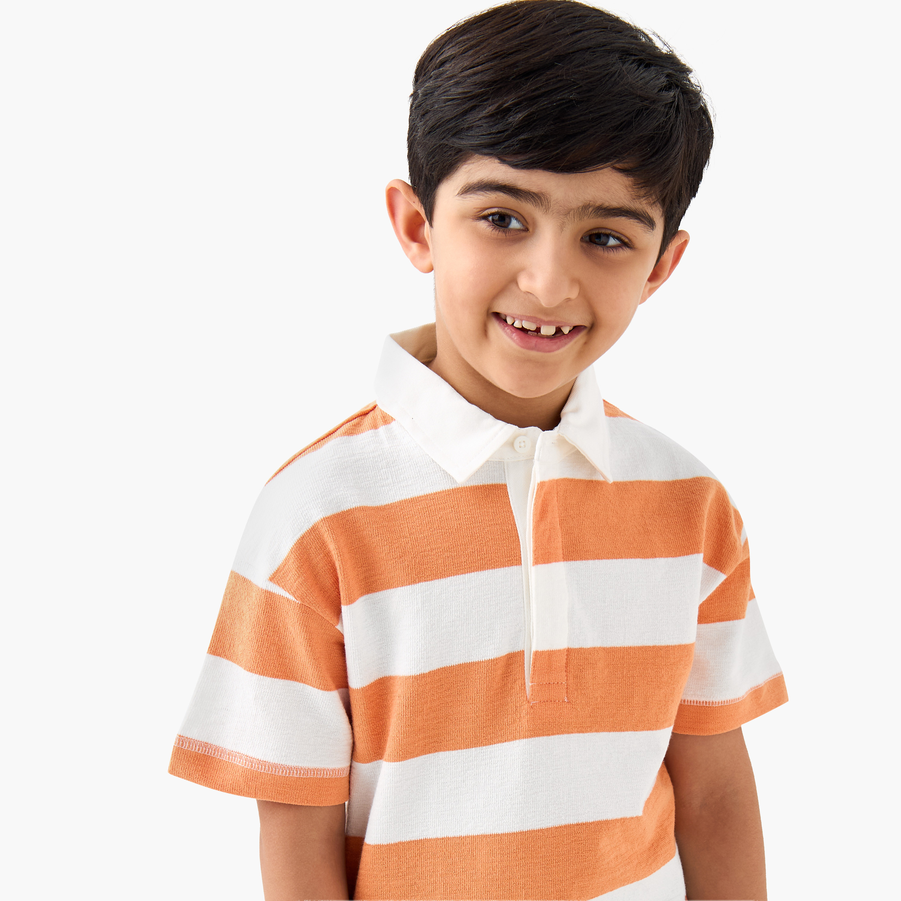 Juniors Collared Short Sleeves Polo T-shirt with Stripes-boys-clothing-tshirtsandpolos-image-4