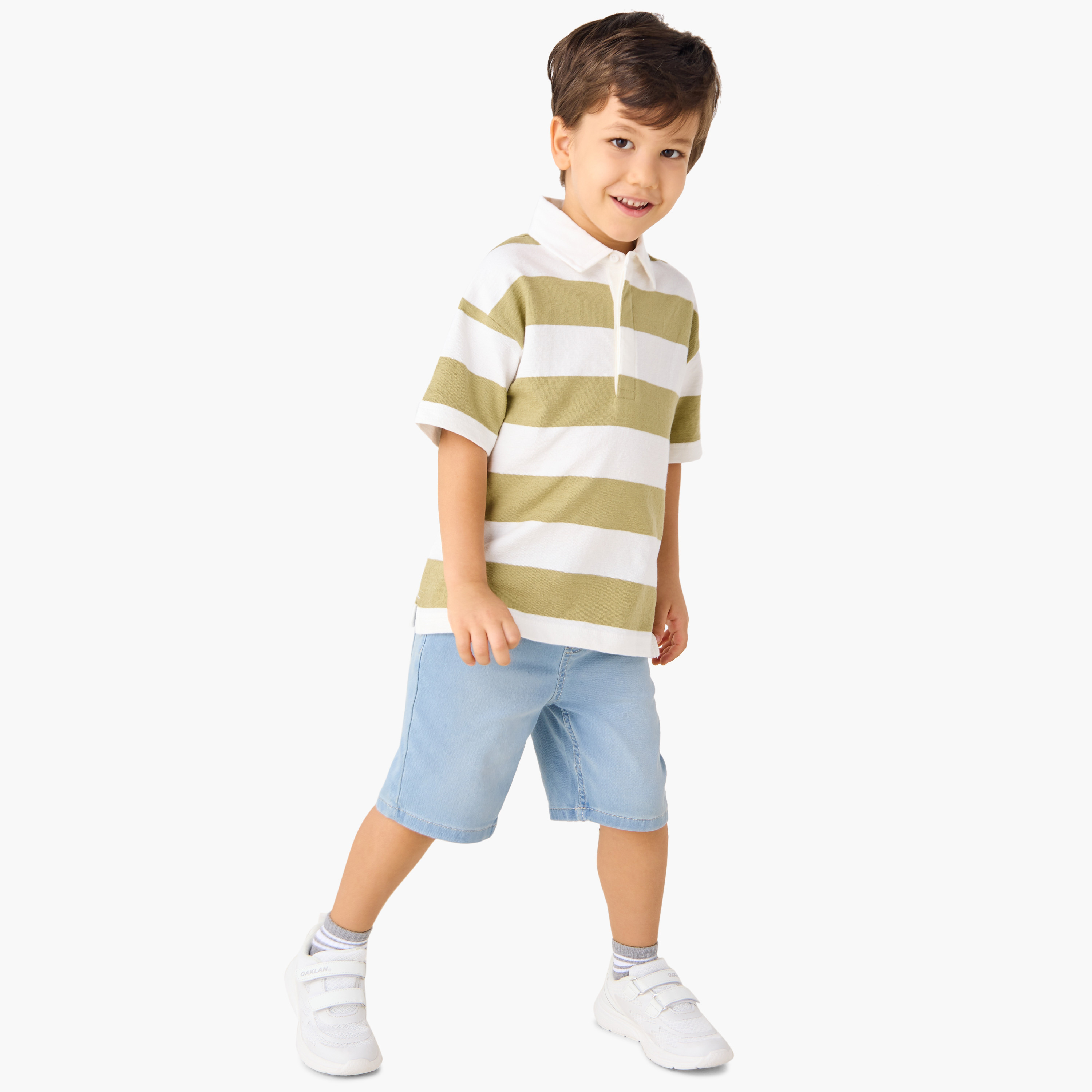 تيشيرت بولو شبابي مخطط بأكمام قصيرة-boys-clothing-tshirtsandpolos-image-2