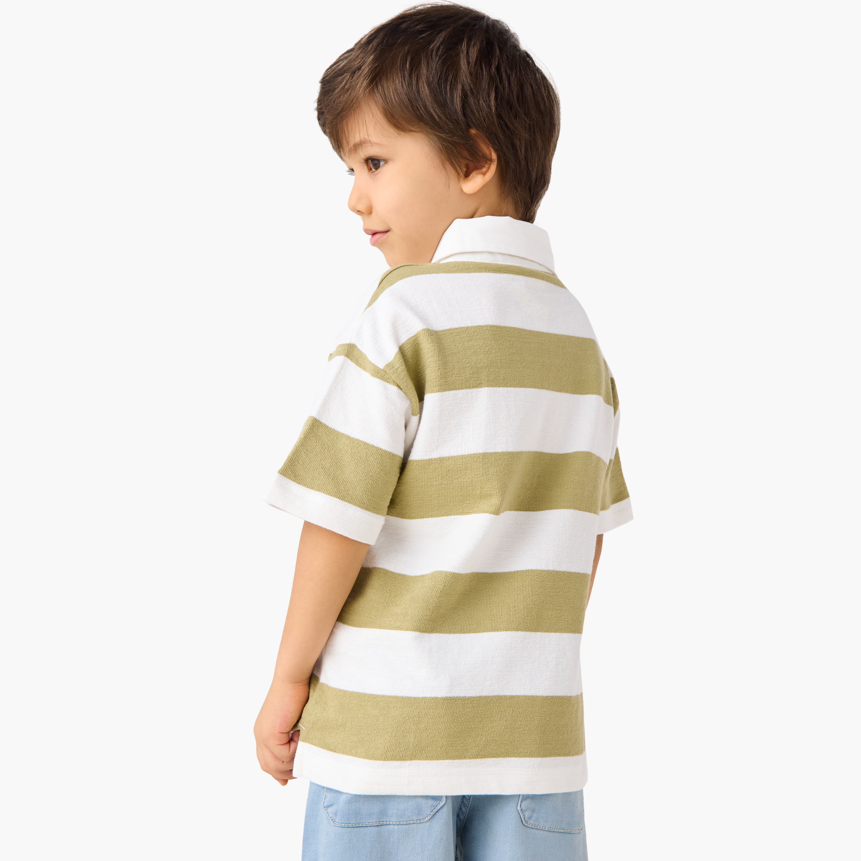 تيشيرت بولو شبابي مخطط بأكمام قصيرة-boys-clothing-tshirtsandpolos-image-3
