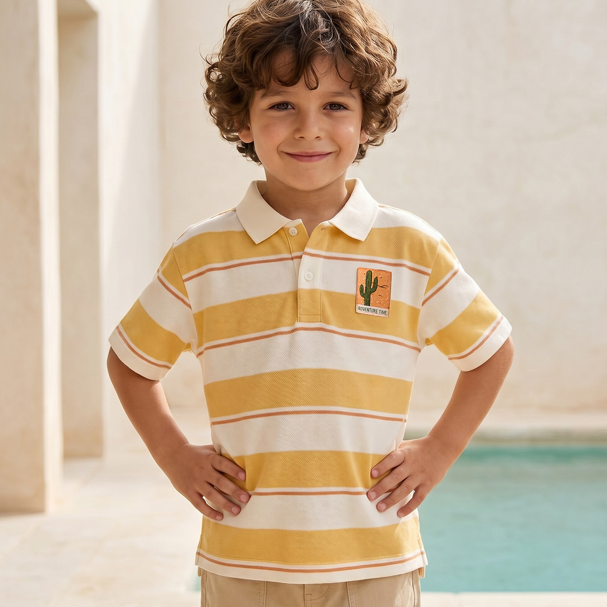 Juniors Embroidered Polo T-shirt with Short Sleeves-boys-clothing-tshirtsandpolos-image-1