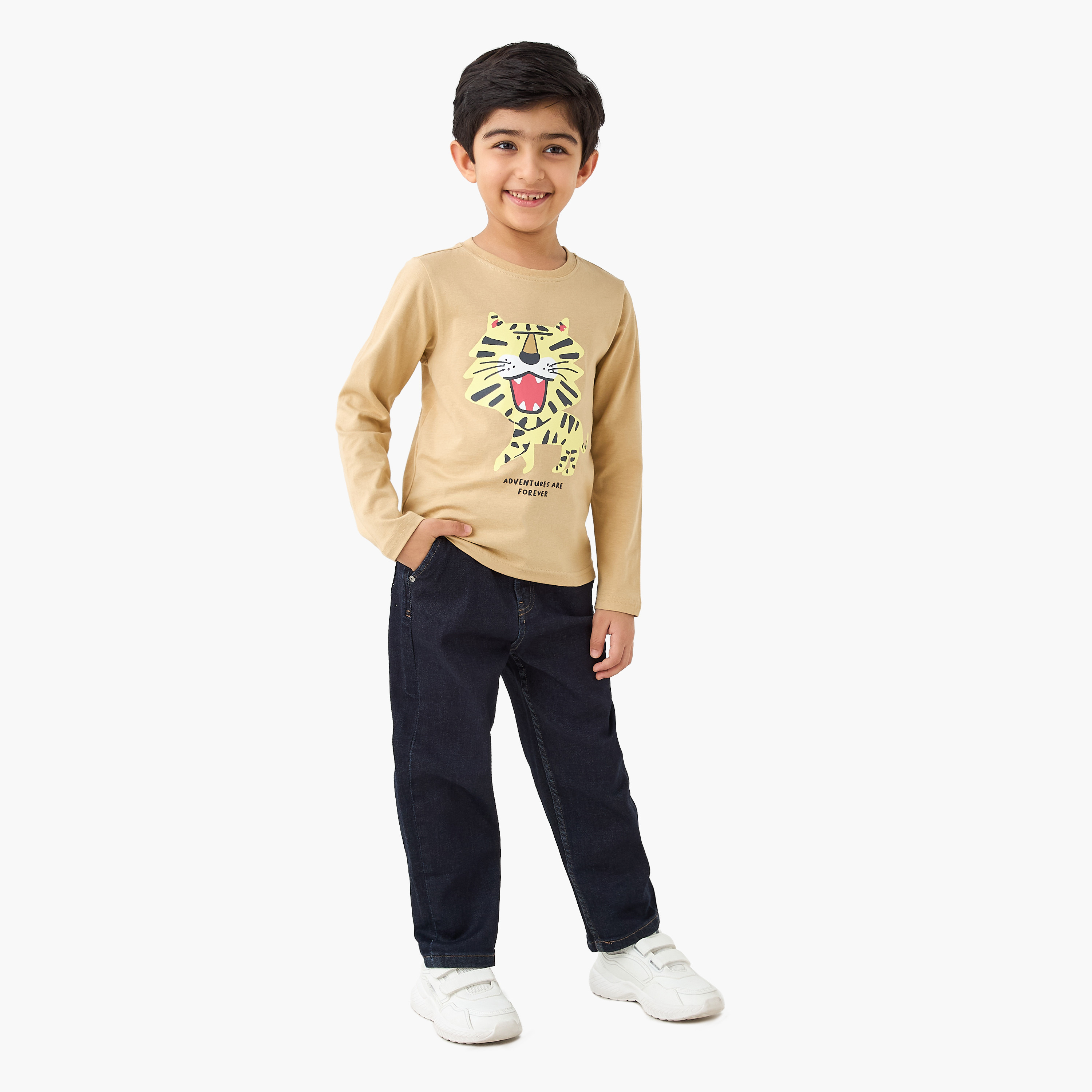 Juniors Tiger Print T-shirt with Long Sleeves-boys-clothing-tshirtsandpolos-image-2
