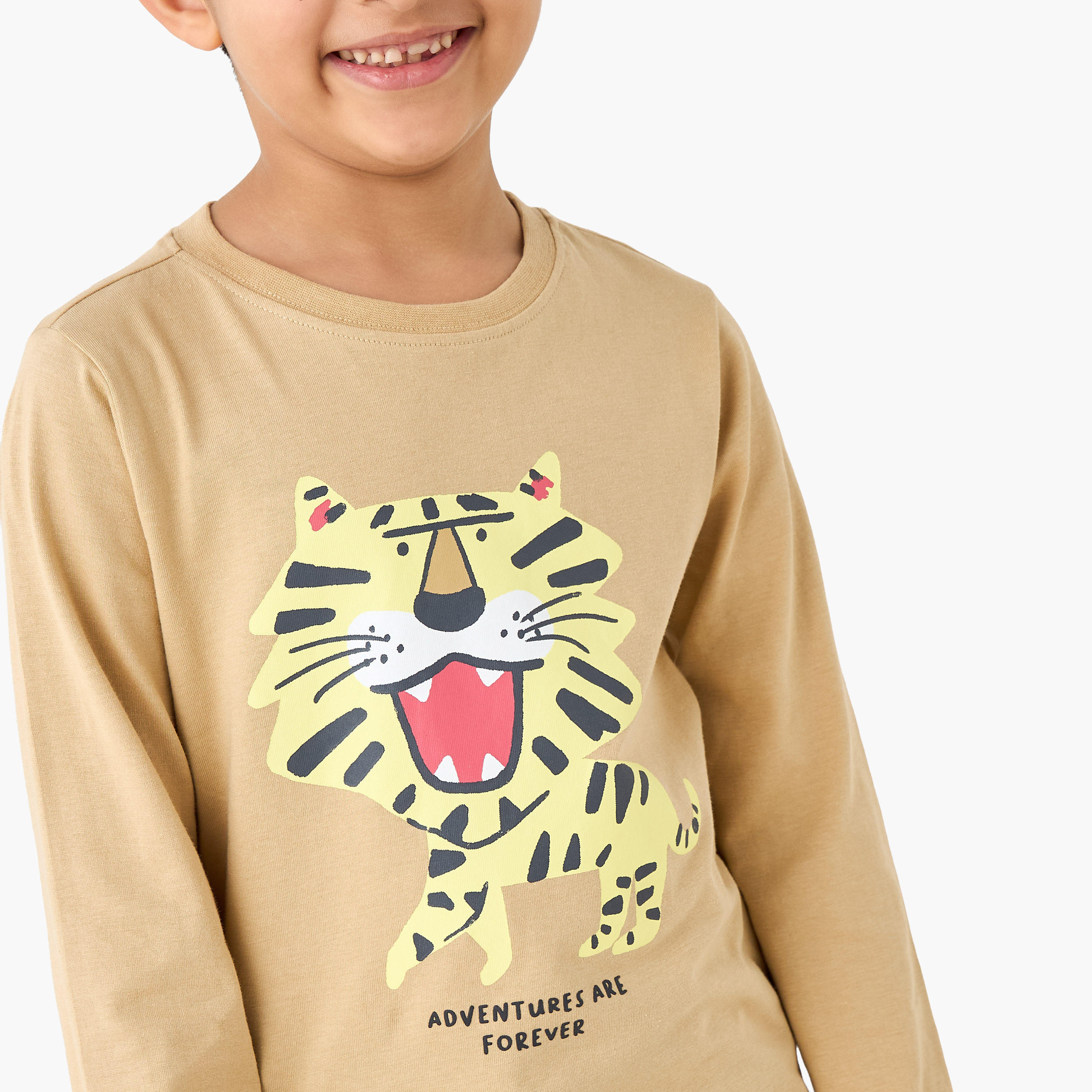 Juniors Tiger Print T-shirt with Long Sleeves-boys-clothing-tshirtsandpolos-image-4