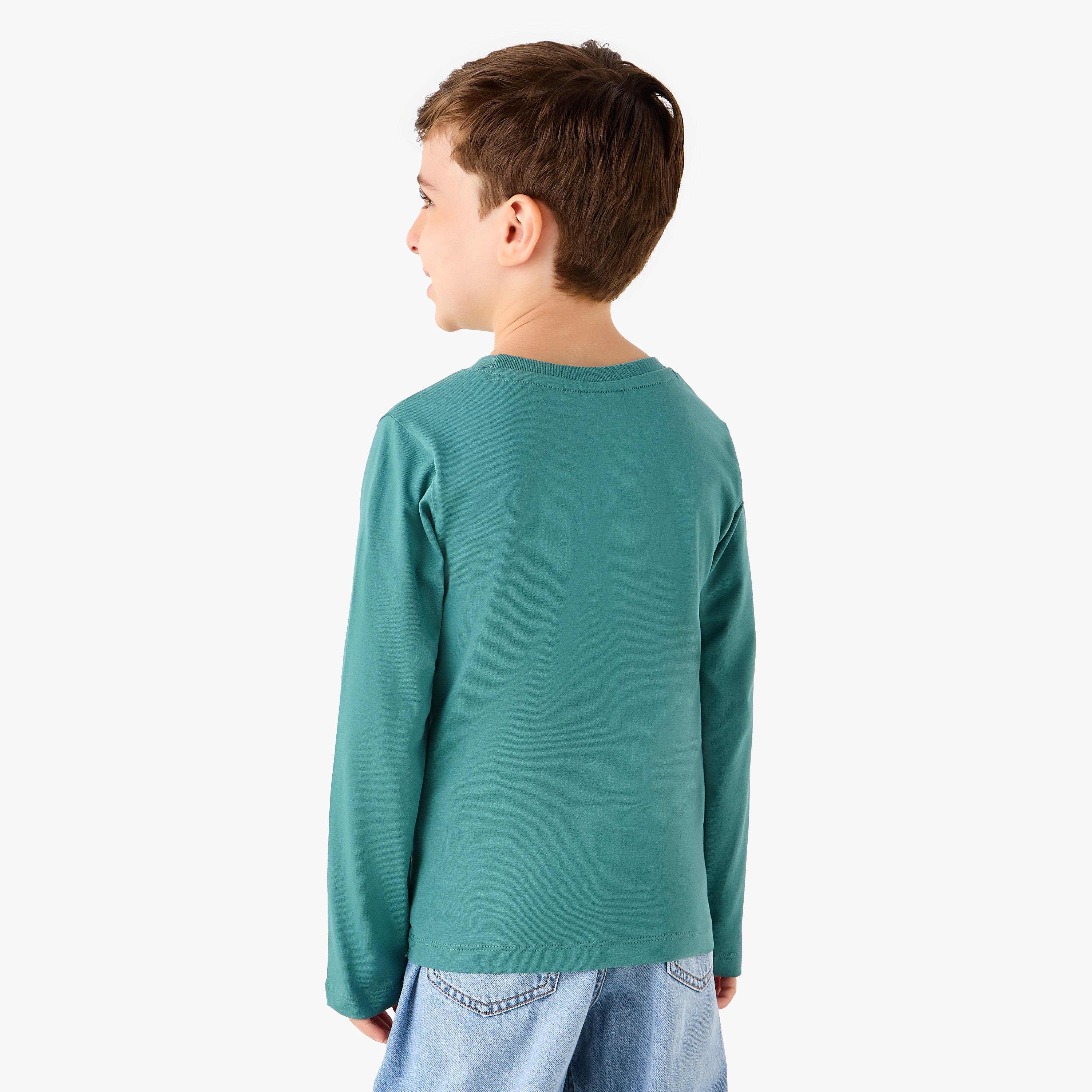Juniors Construction Vehicle Print T-Shirt with Long Sleeves-boys-clothing-tshirtsandpolos-image-3