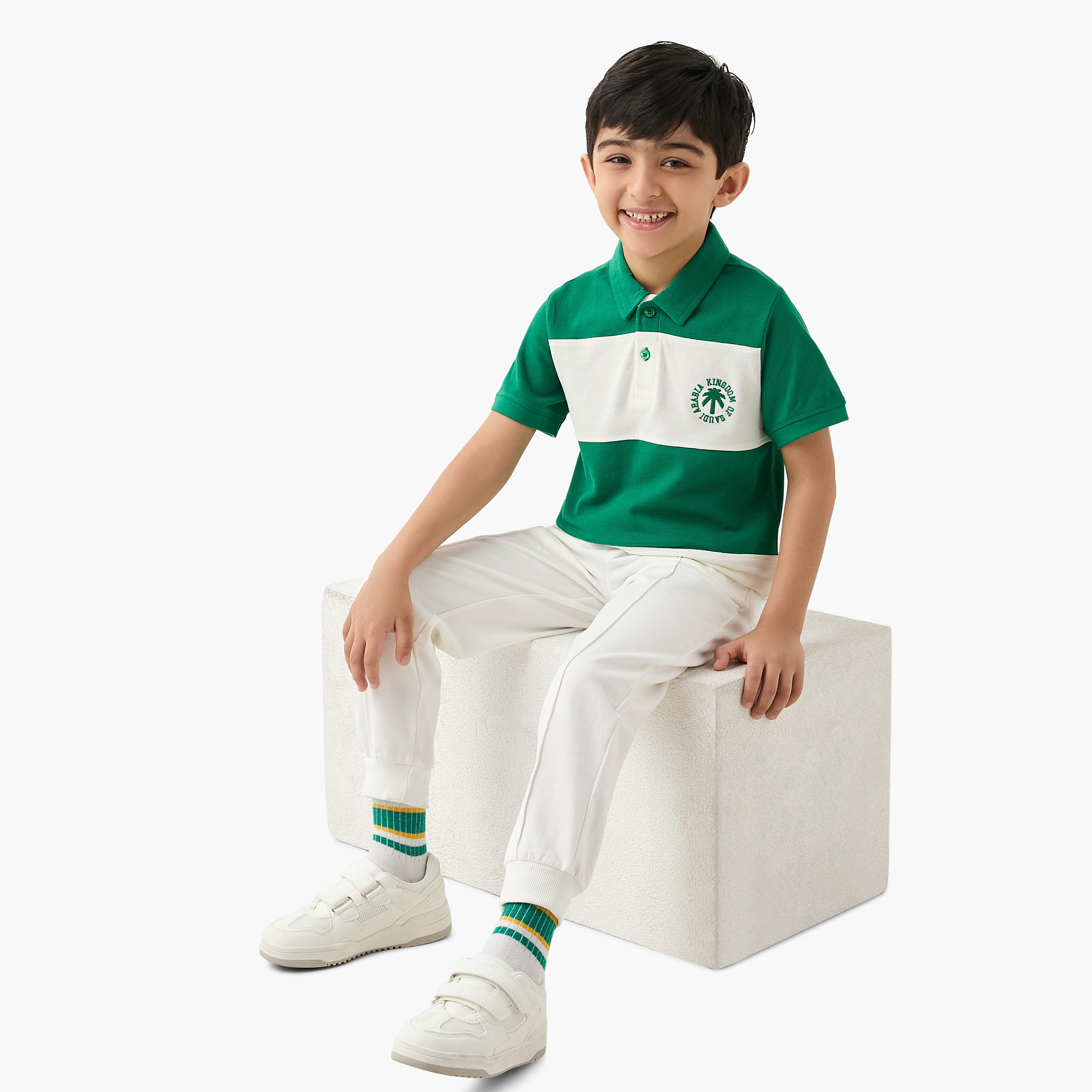 Juniors KSA National Day Embroidered Polo T-shirt with Short Sleeves-boys-clothing-tshirtsandpolos-image-2