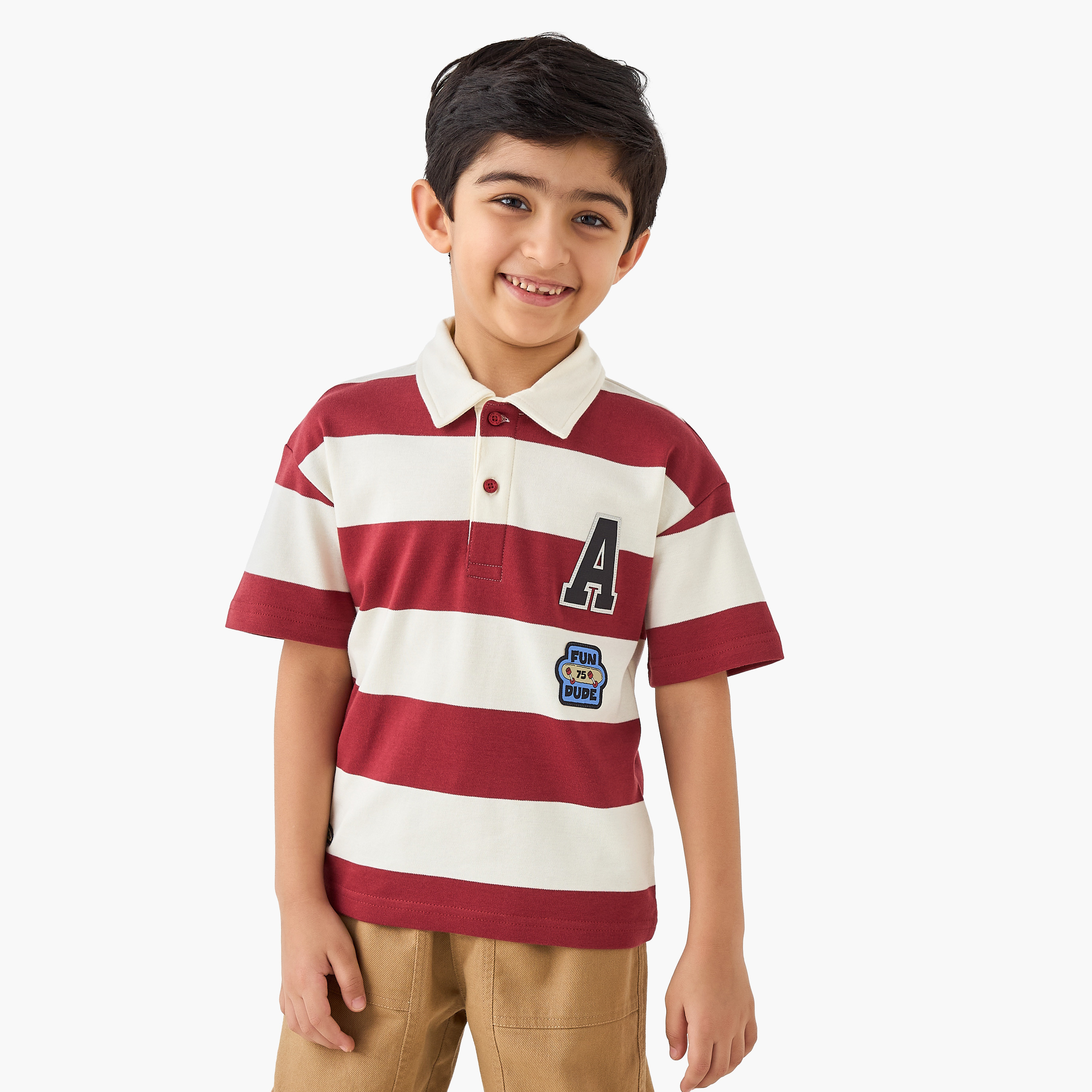 Juniors Collared Short Sleeves Polo T-shirt with Stripes-boys-clothing-tshirtsandpolos-image-1