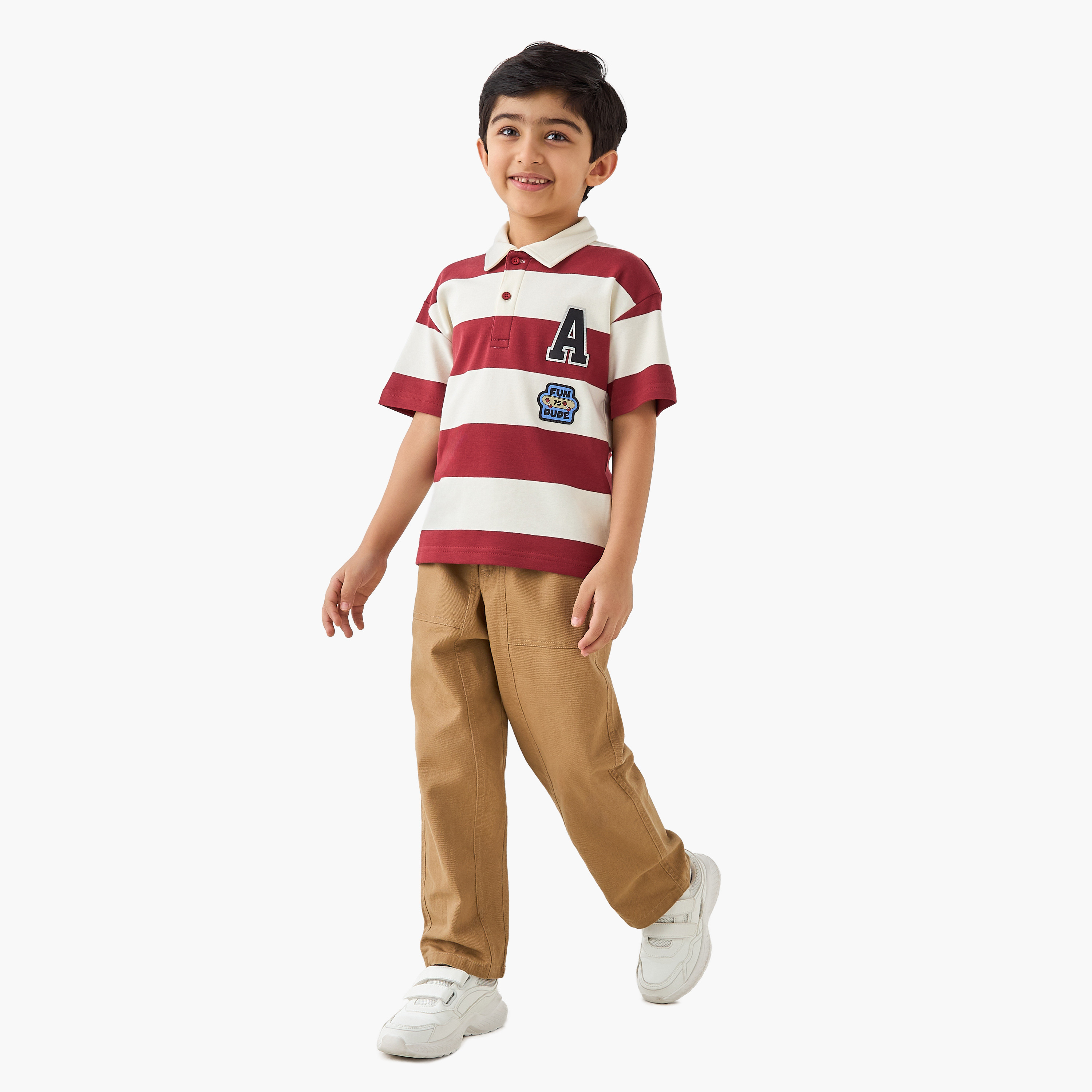 Juniors Collared Short Sleeves Polo T-shirt with Stripes-boys-clothing-tshirtsandpolos-image-2