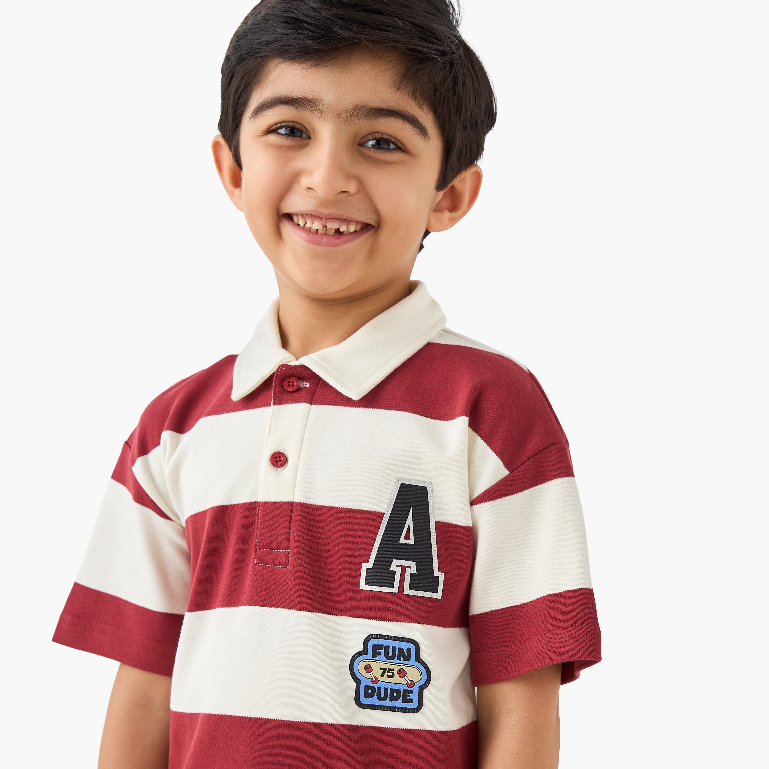 Juniors Collared Short Sleeves Polo T-shirt with Stripes-boys-clothing-tshirtsandpolos-image-4