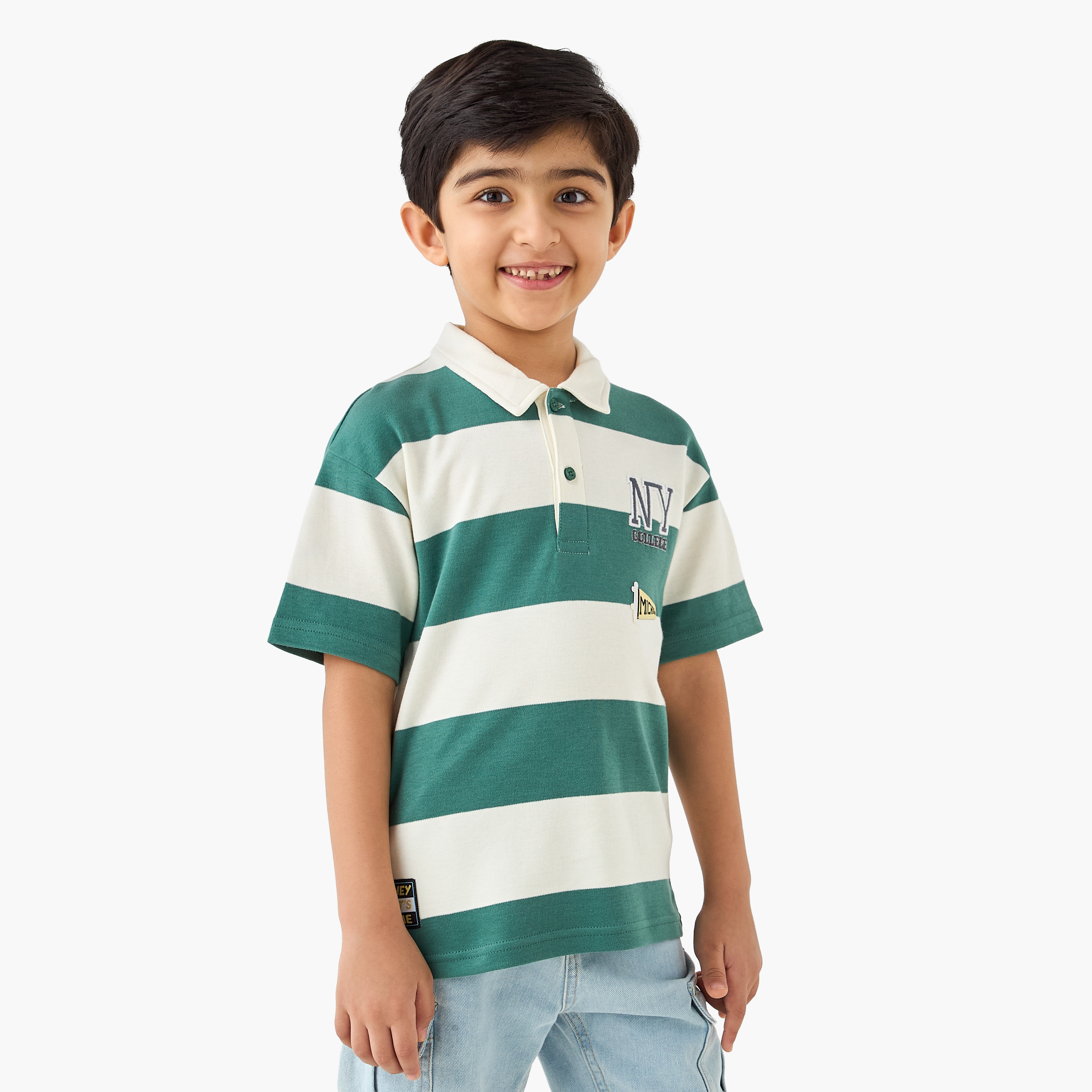 Juniors Collared Short Sleeves Polo T-shirt with Stripes-boys-clothing-tshirtsandpolos-image-1